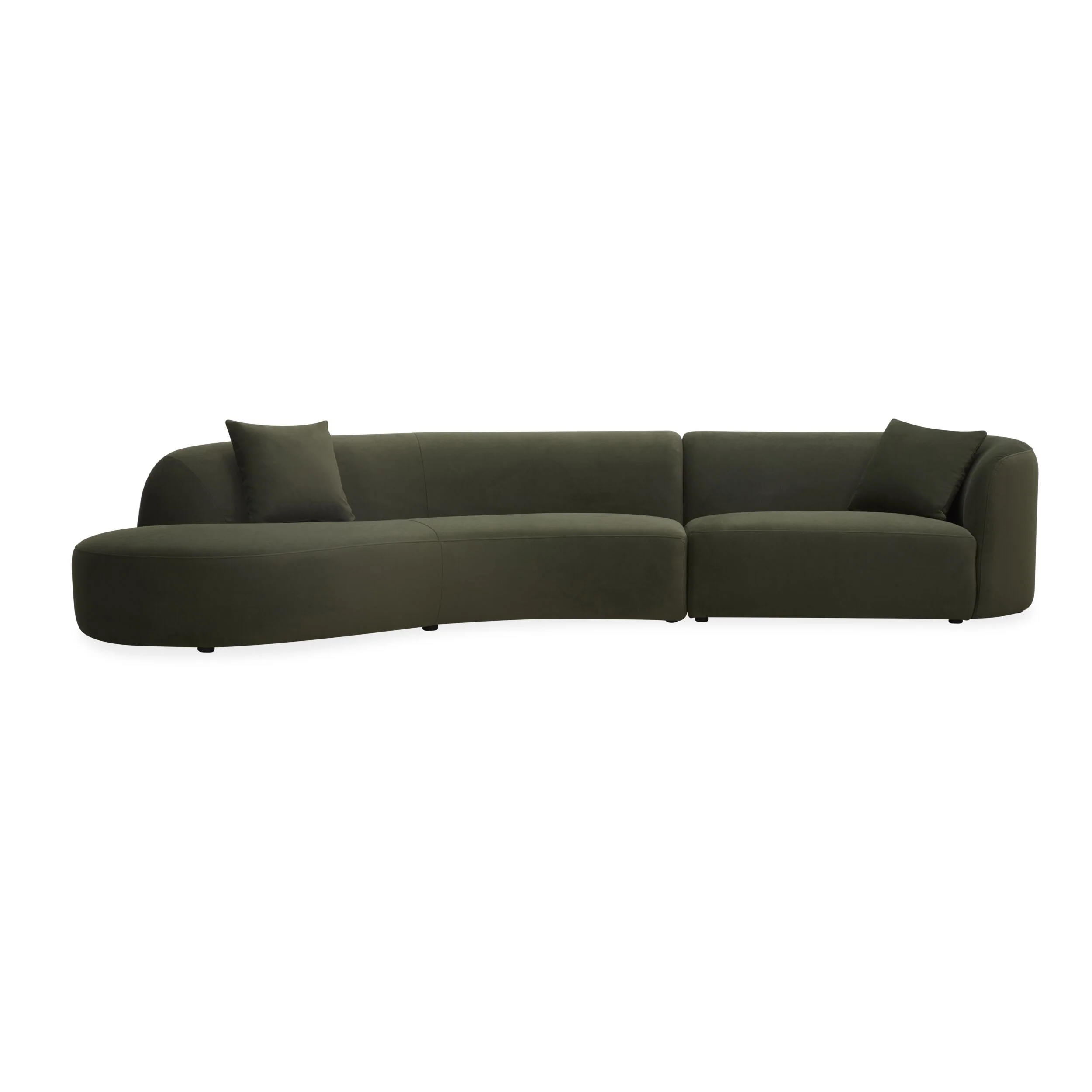 Wylder 4 Seater Curved Sofa Velvet Eucalyptus