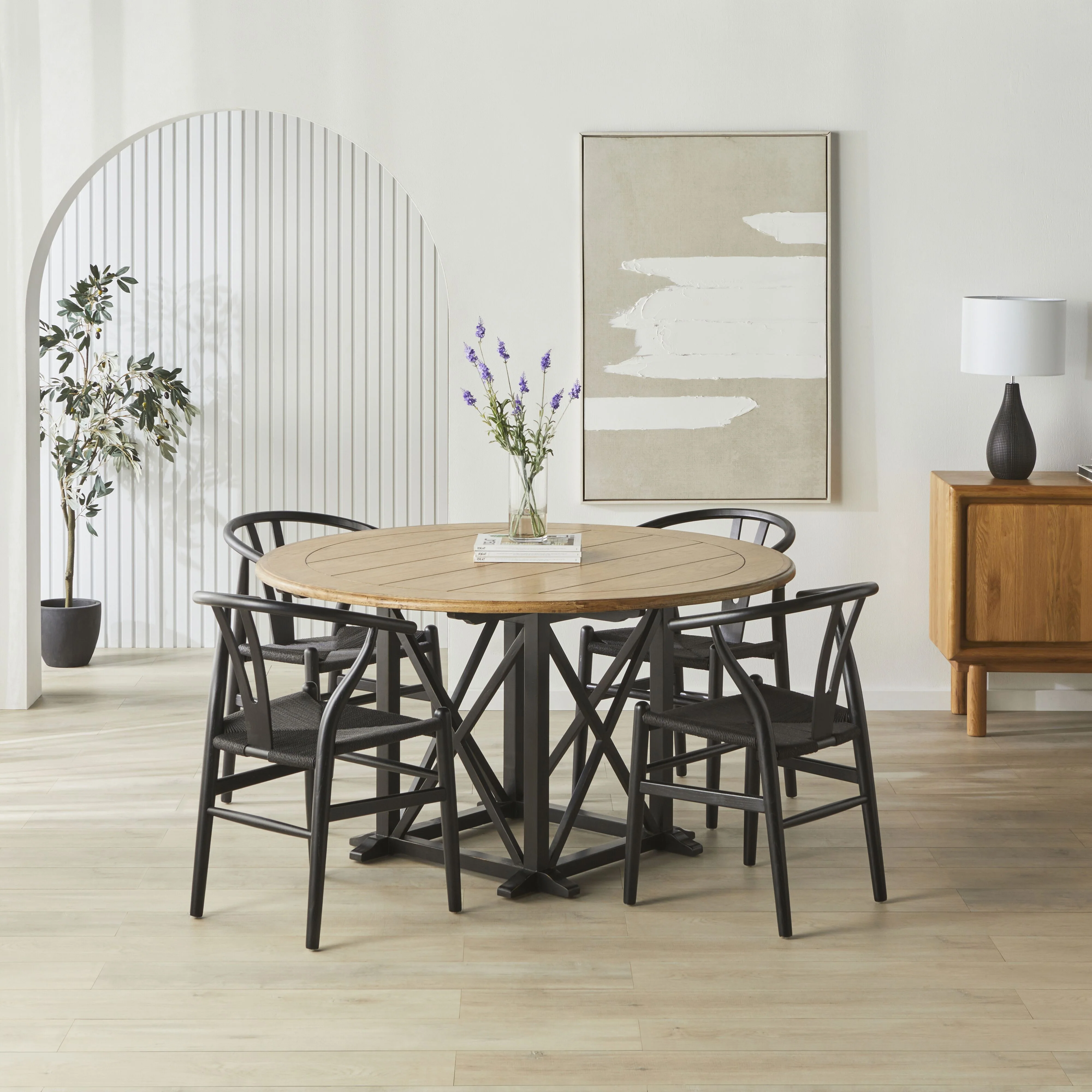 1321-provincial-oak-round-dining-table-140cm-distressed-black-7.webp Provincial Oak Round Dining Table 140cm Distressed Black