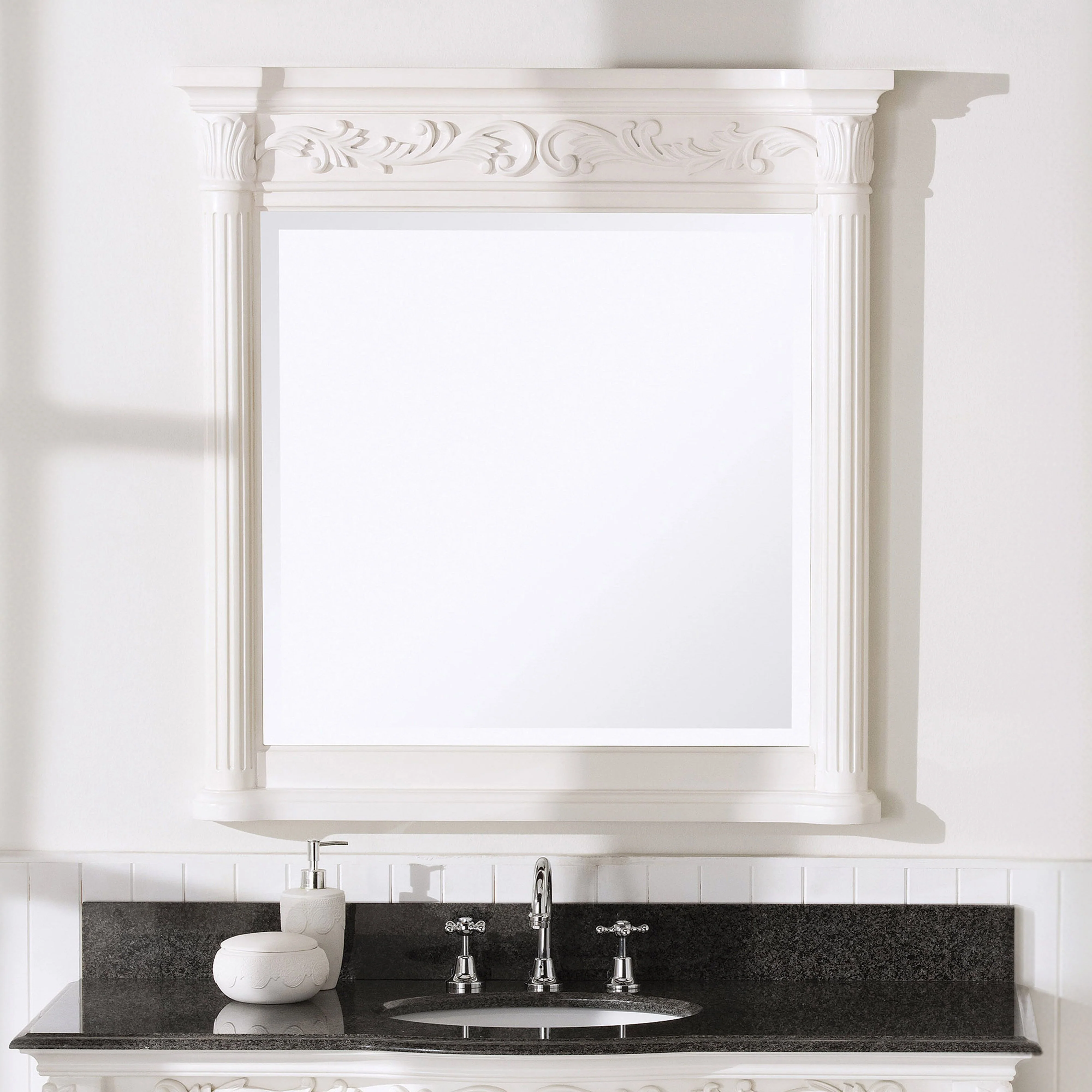 Rosette Vanity Mirror White 915mm