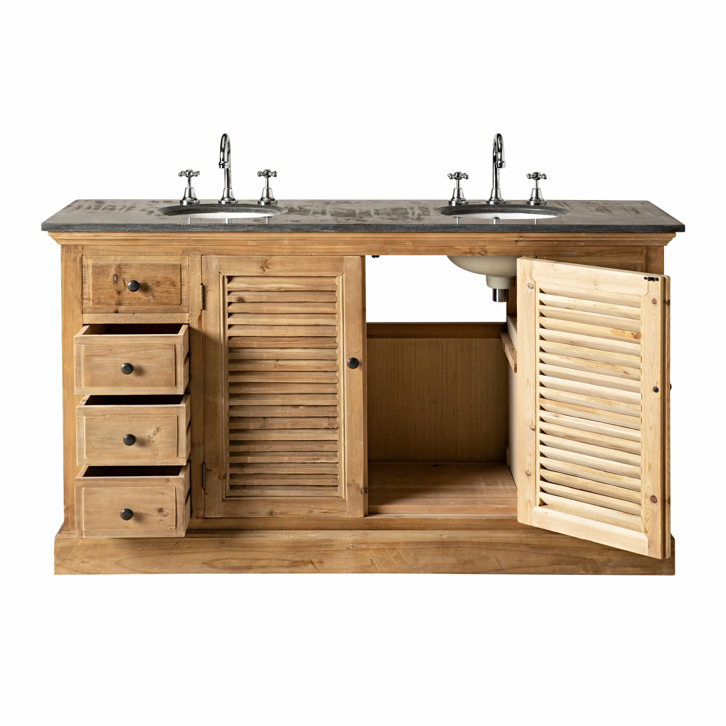 1533-louver-double-vanity-150cm-with-blue-stone-top-5.webp Louver Double Vanity 150cm With Blue Stone Top