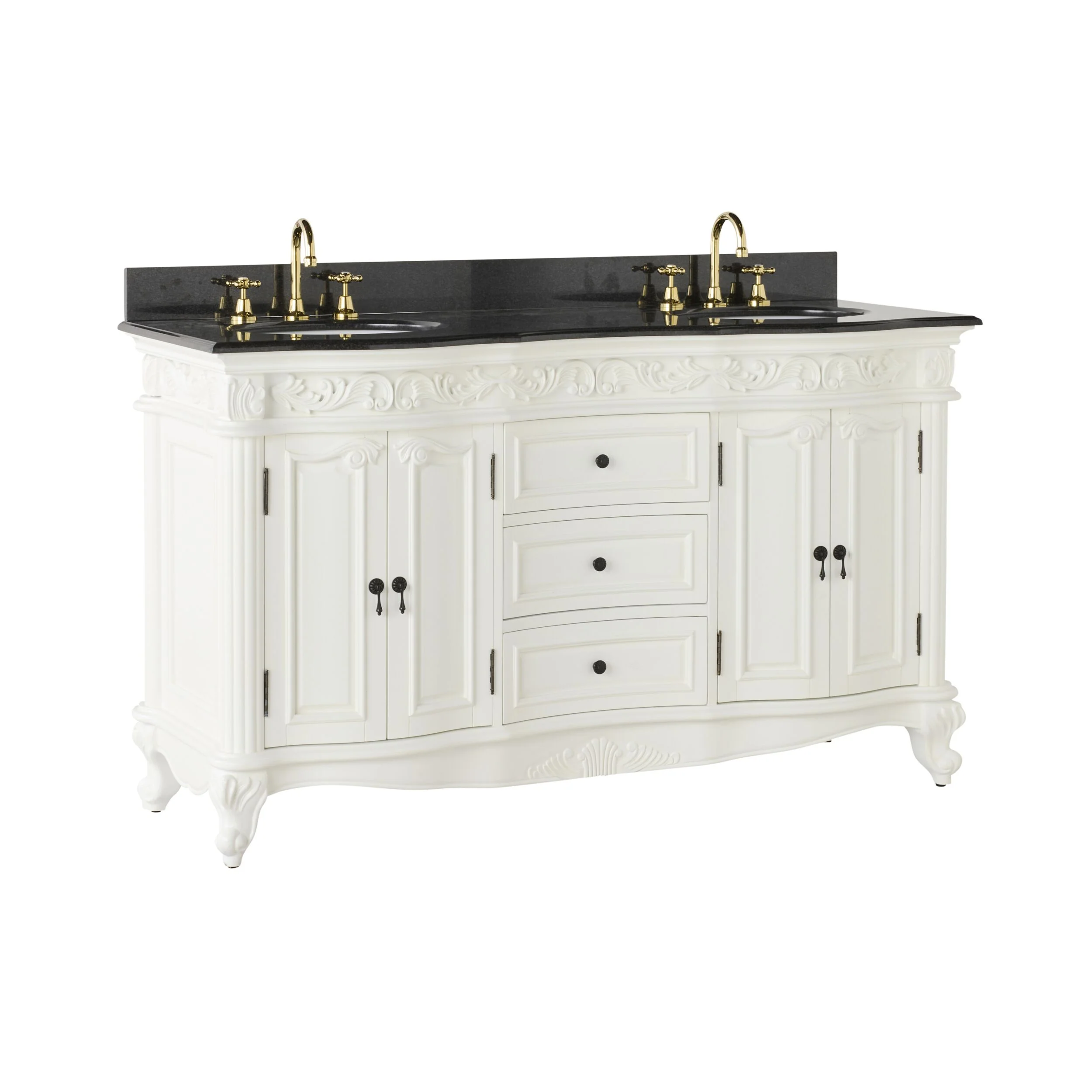 Rosette Granite Top Double Vanity White 1550mm