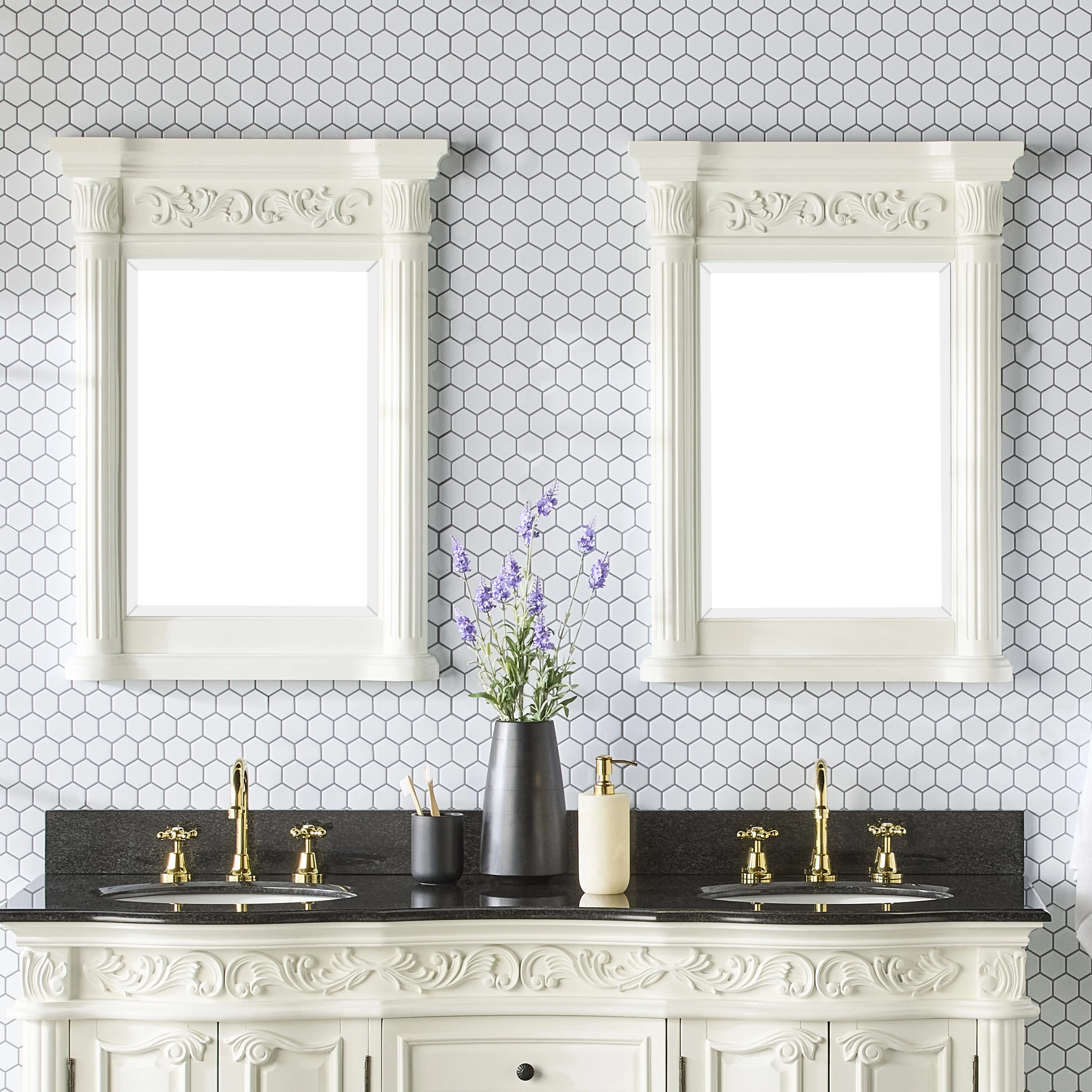 Rosette Vanity Mirror White 610mm