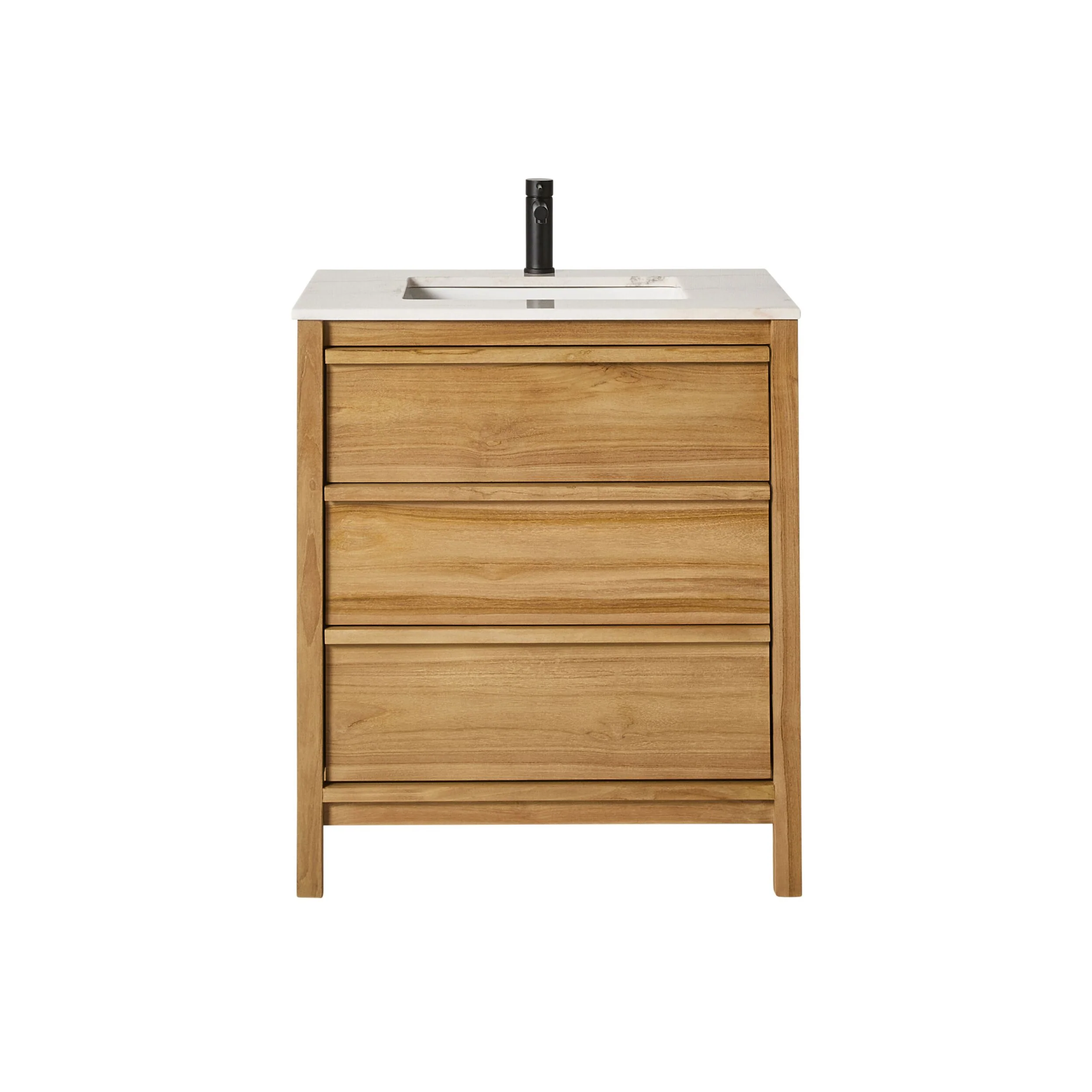 Oliver Single Bathroom Vanity Teak with Stone Top 760mm Package