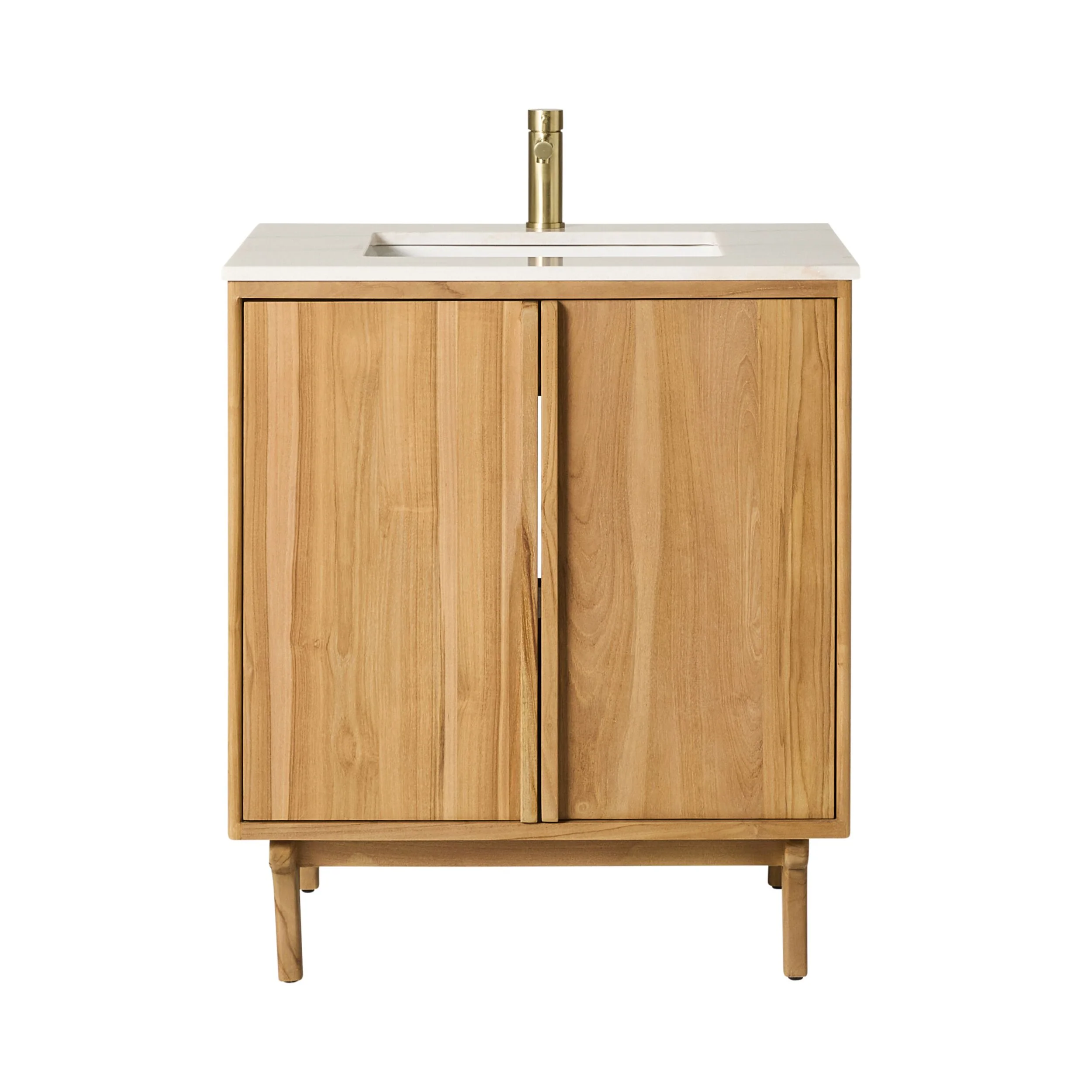 Remi Single Bathroom Vanity Teak with Stone Top 760mm Package