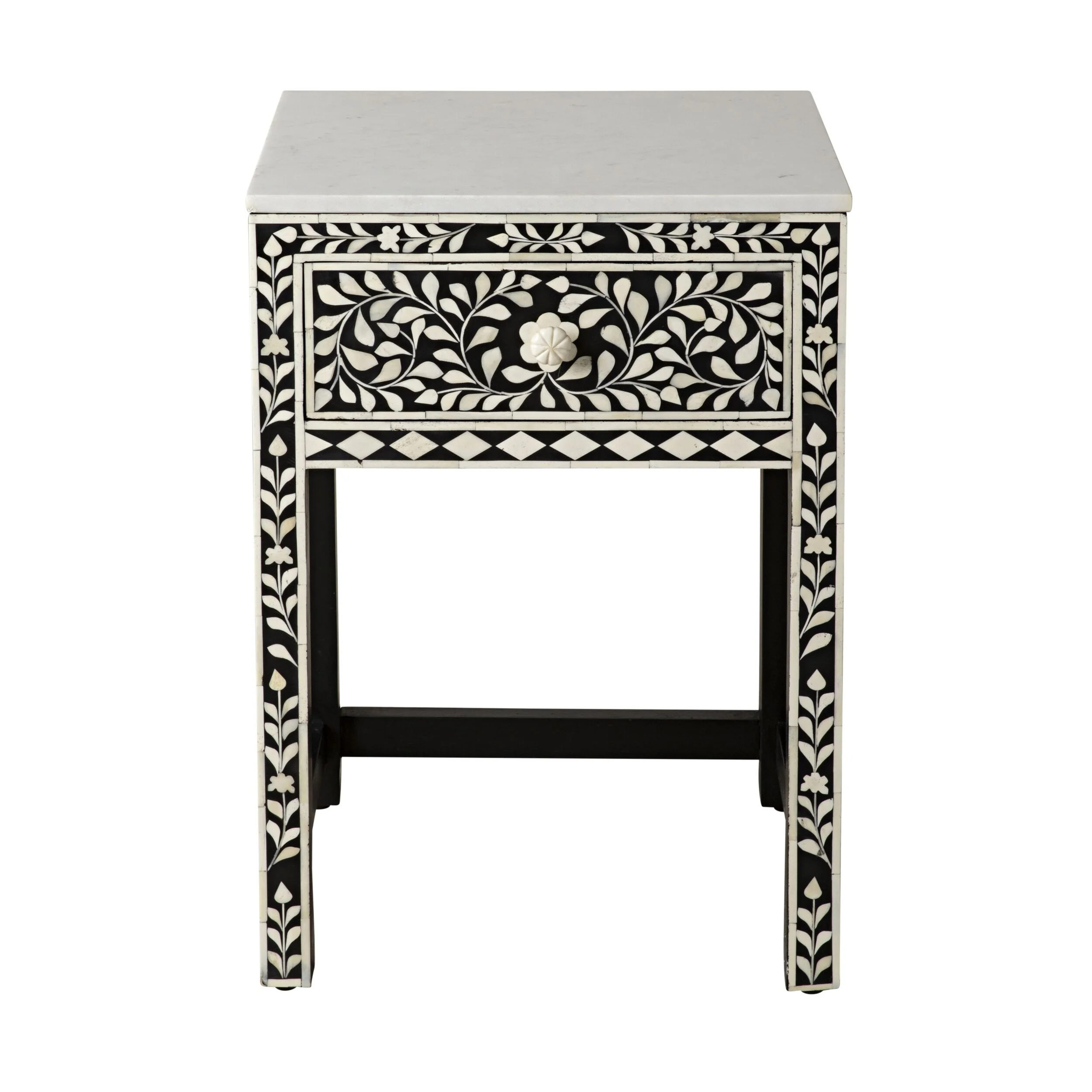 Bone Inlay Bedside Black