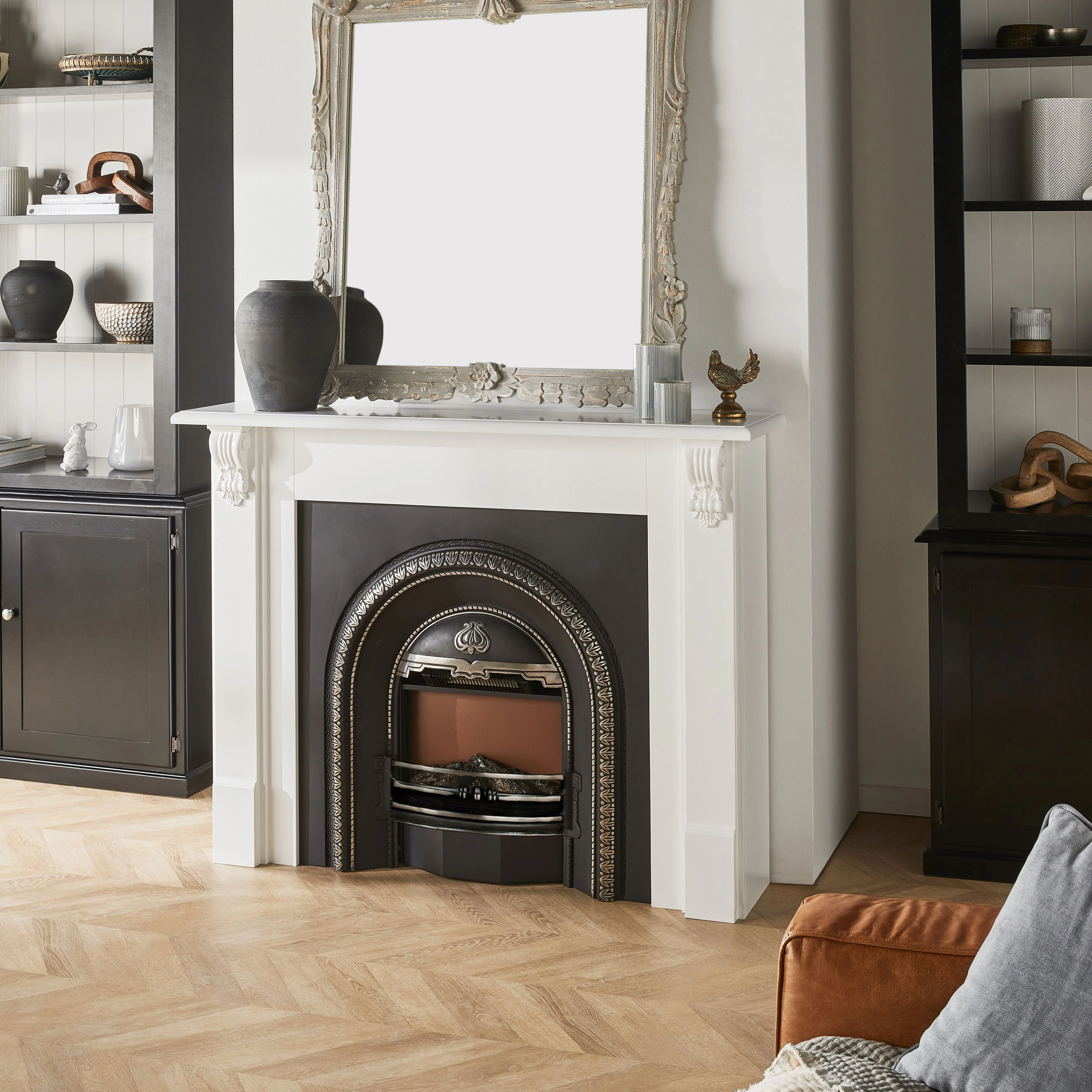 Belford White Mantel with Regent Electric Insert Package