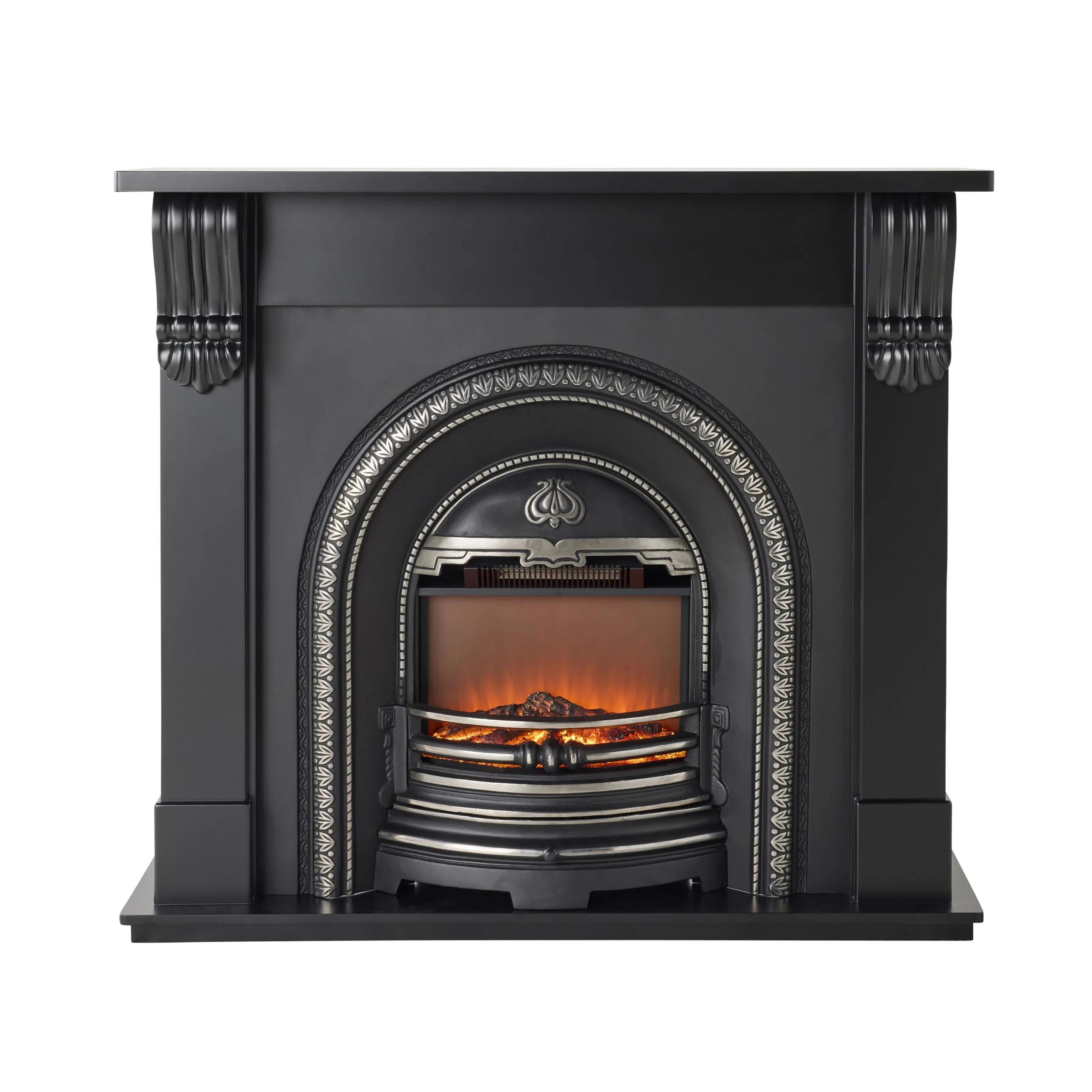 Belford Black Mantel with Regent Electric Insert Package