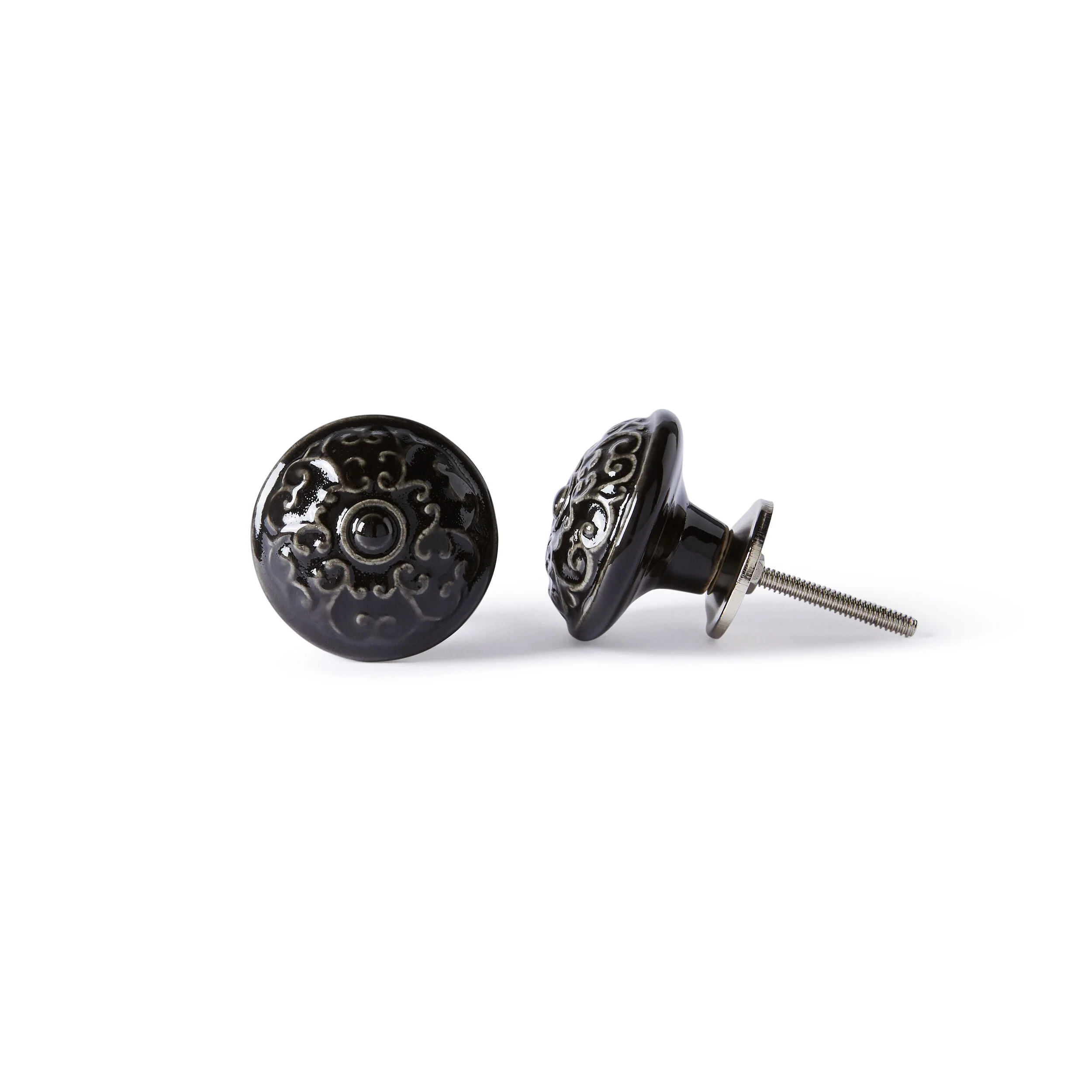 1943-fleur-ceramic-black-knob-4-5cm-2.webp Fleur Ceramic Black Knob 4.5cm