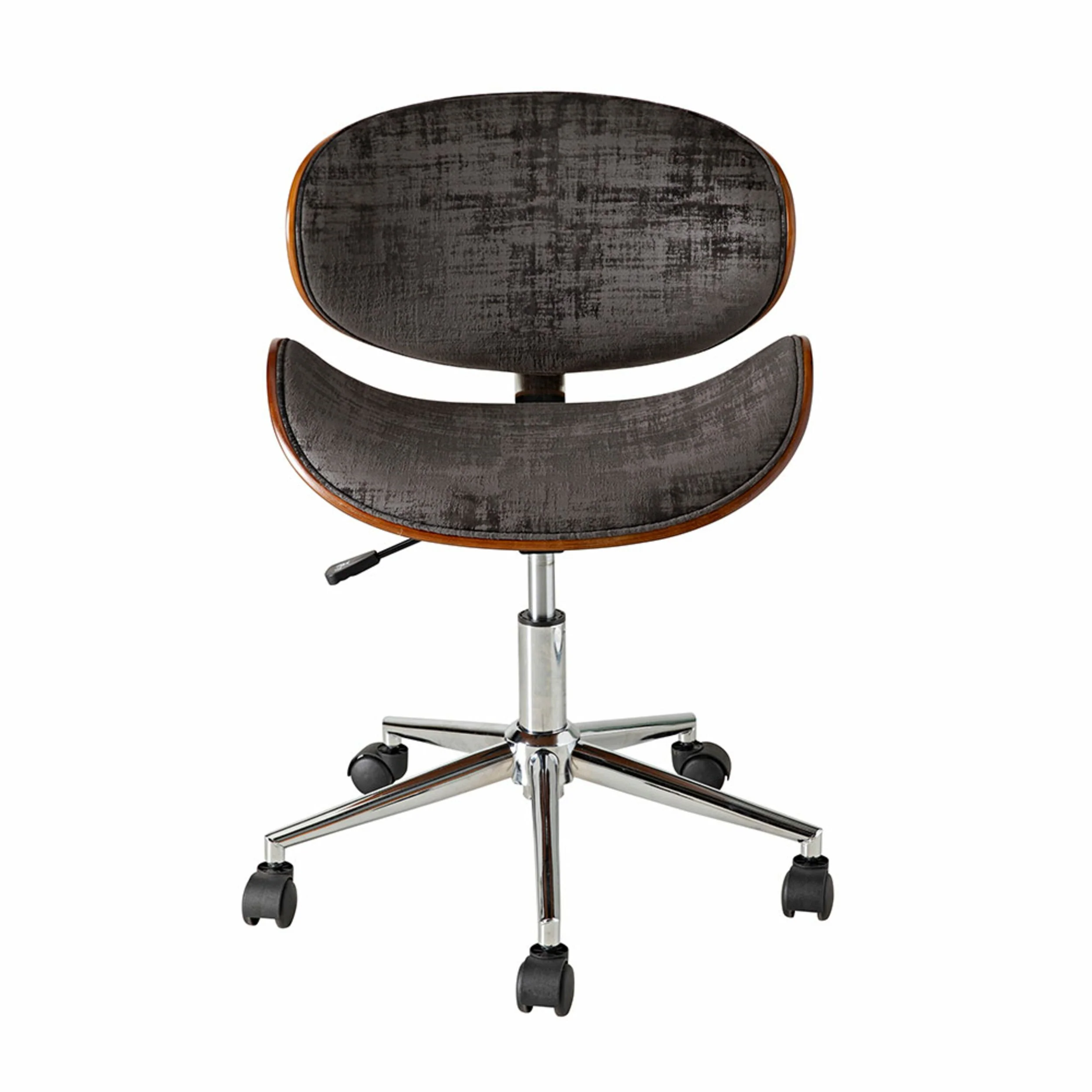 Jetson Desk Chair Timber Veneer Back Brushed Basalt Velvet