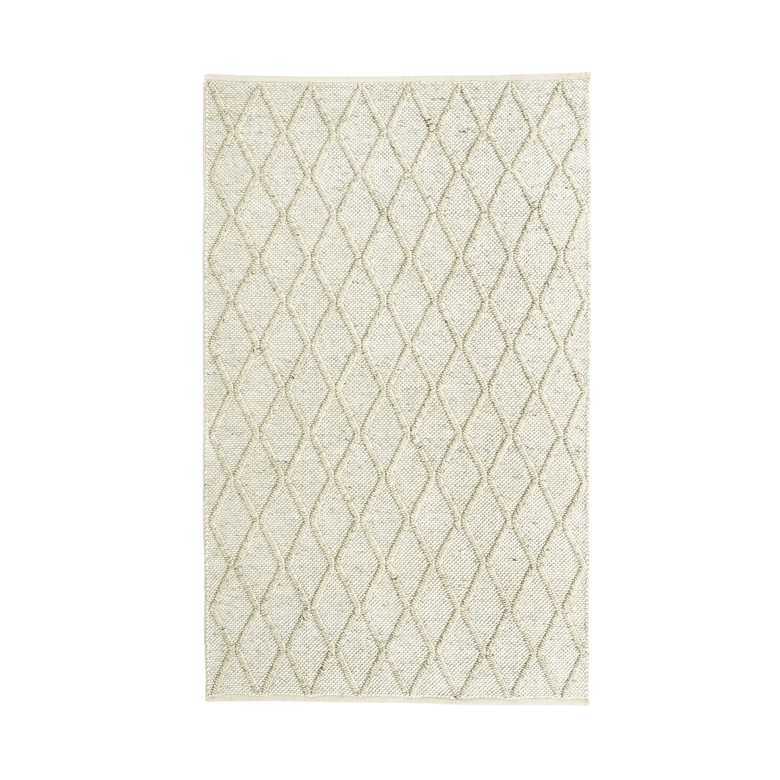Diamond Trellis Hand Woven Wool Viscose Cream Rug 150x240cm