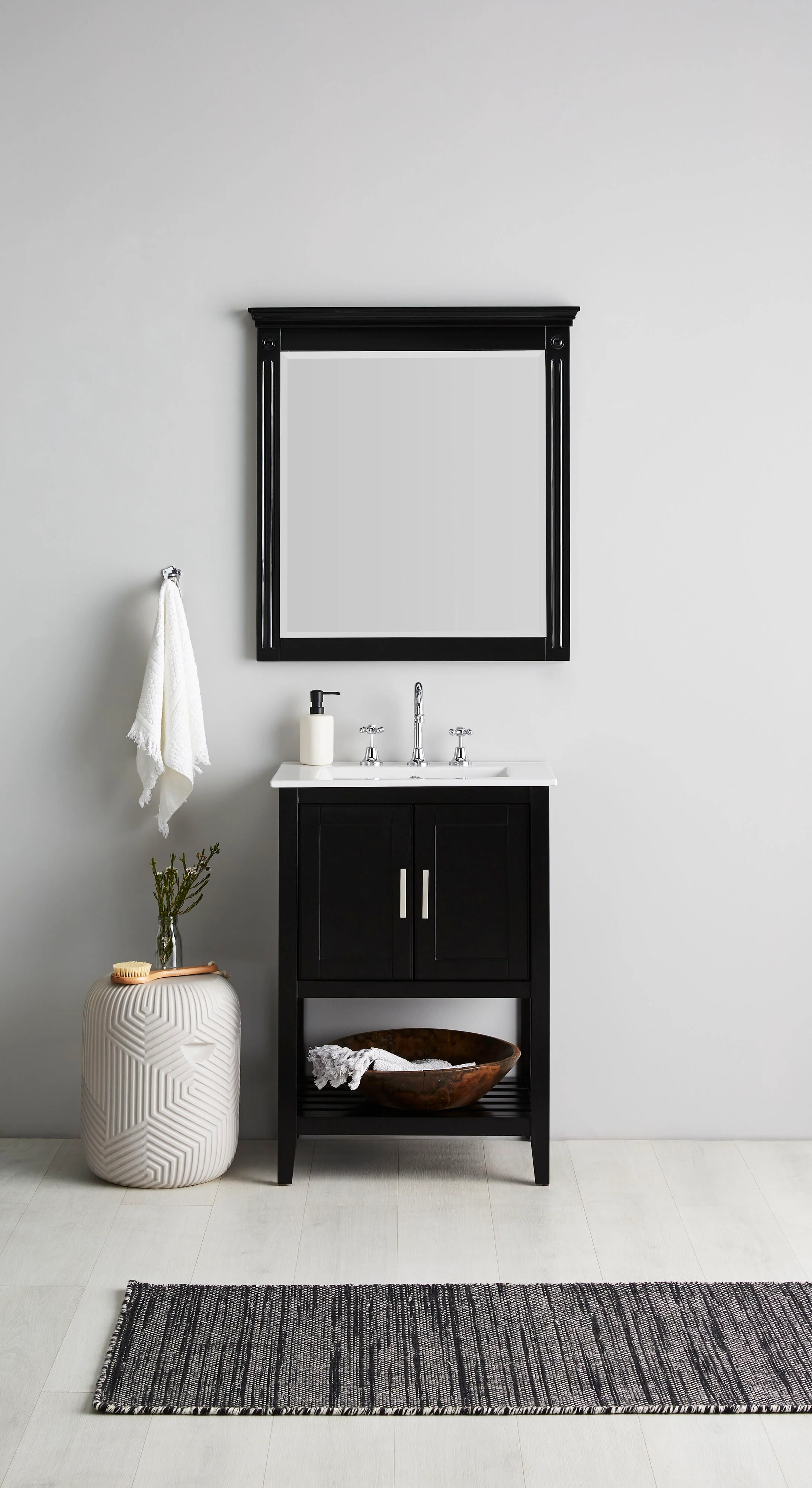 Charcoal Quartz Hand Loomed Black Runner 200x70cm