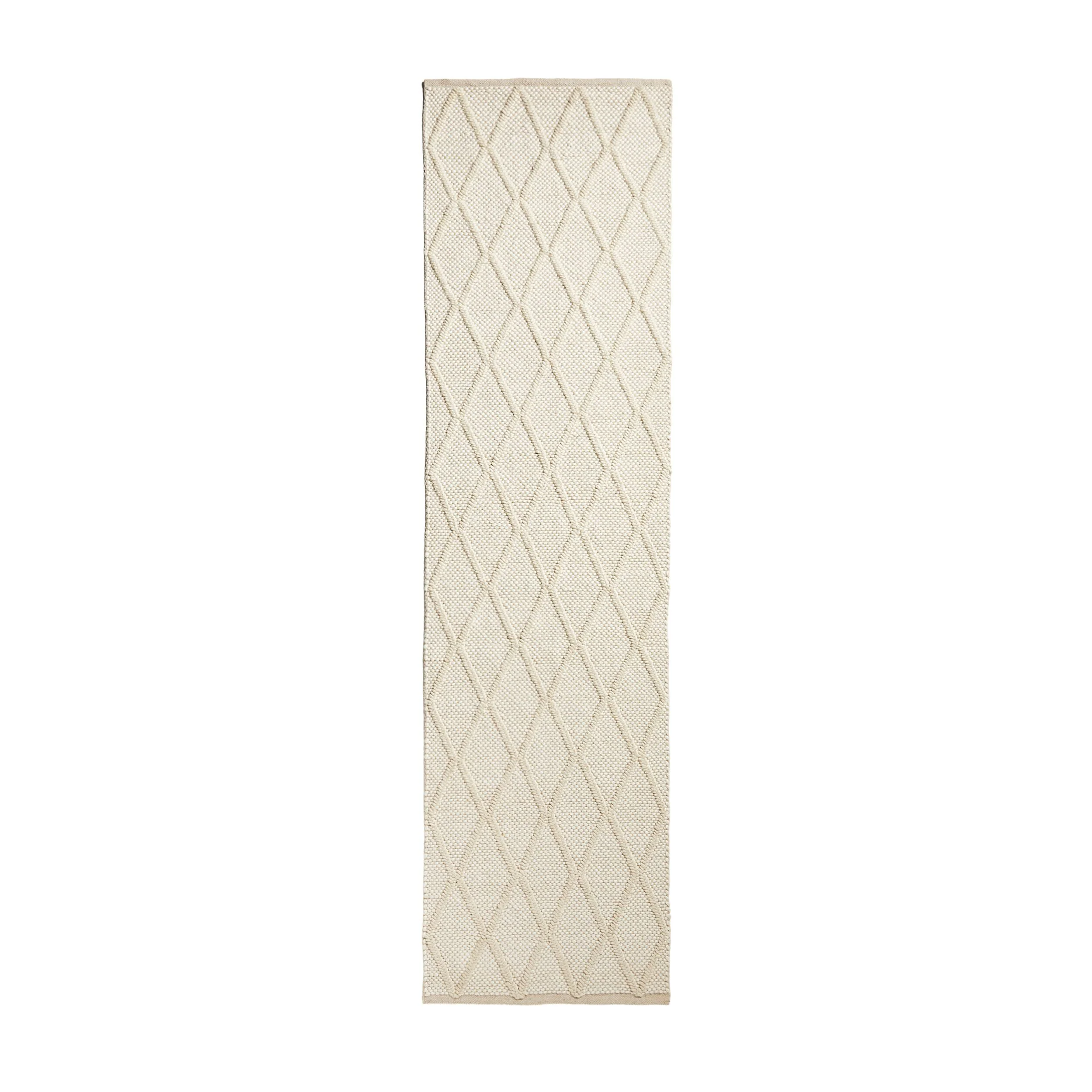Diamond Trellis Hand Woven Viscose Cream Wool Runner 300x80cm