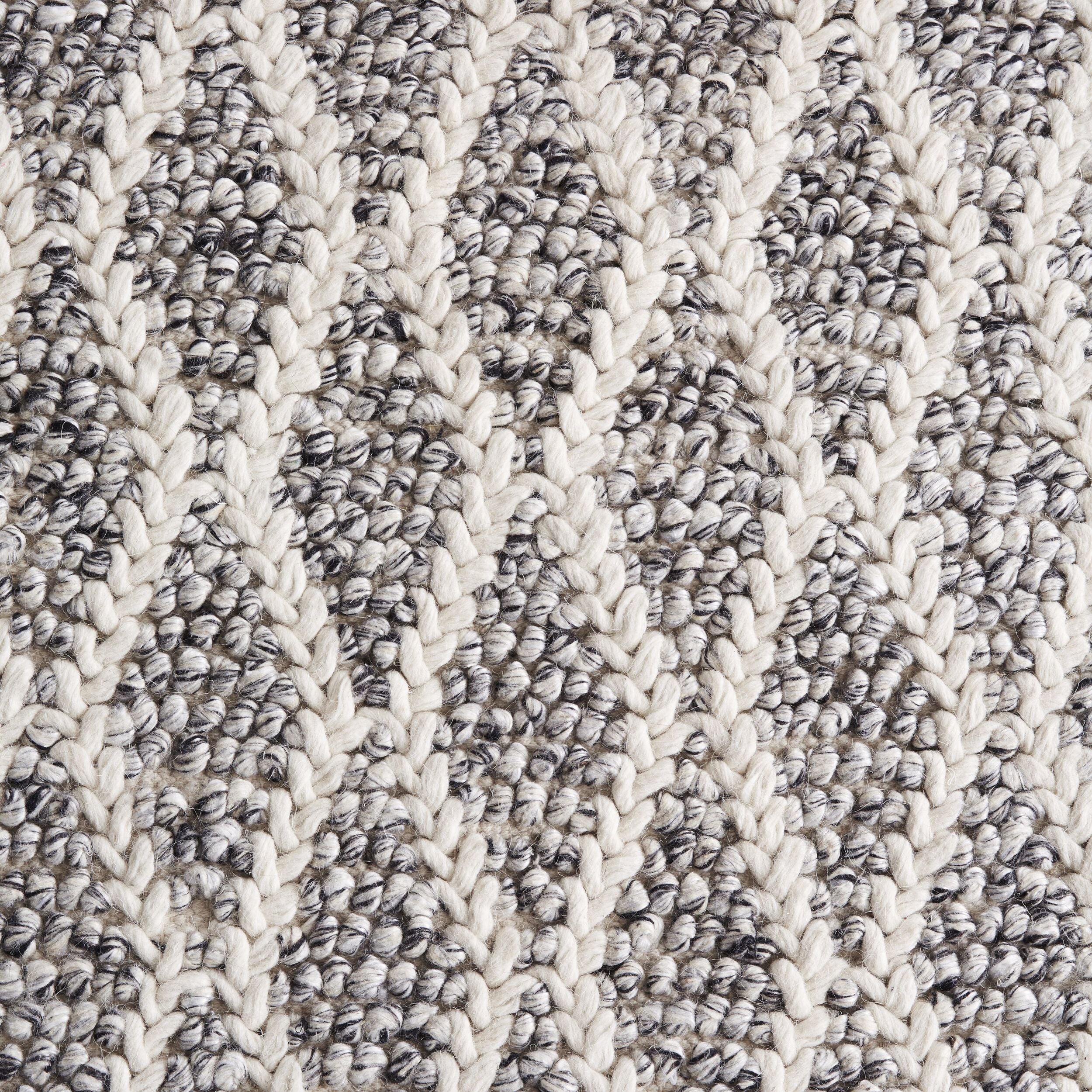 Braided Diamond Hand Woven Grey & Cream Wool Rug 400x300cm