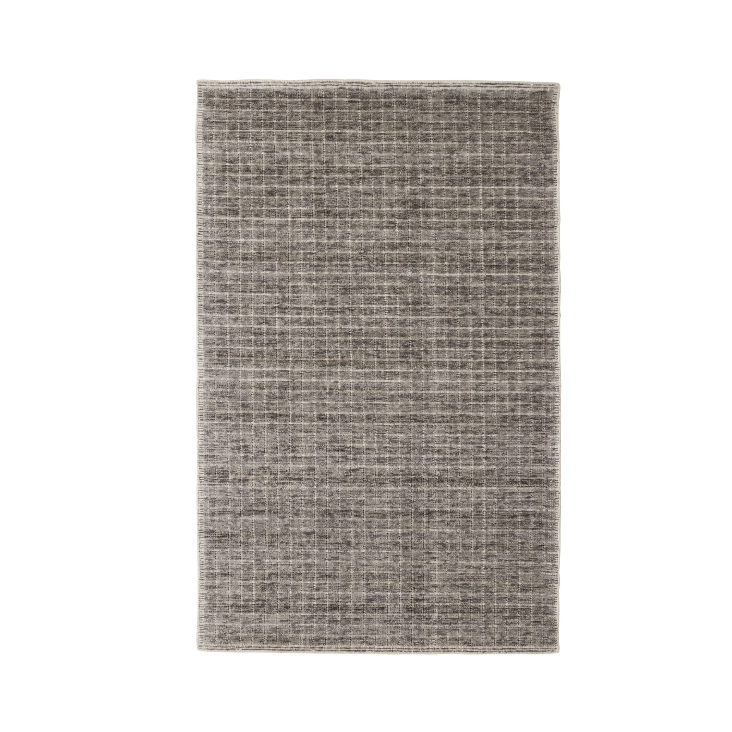 Charcoal Grid Handloom NZ Wool Rug 150x240cm