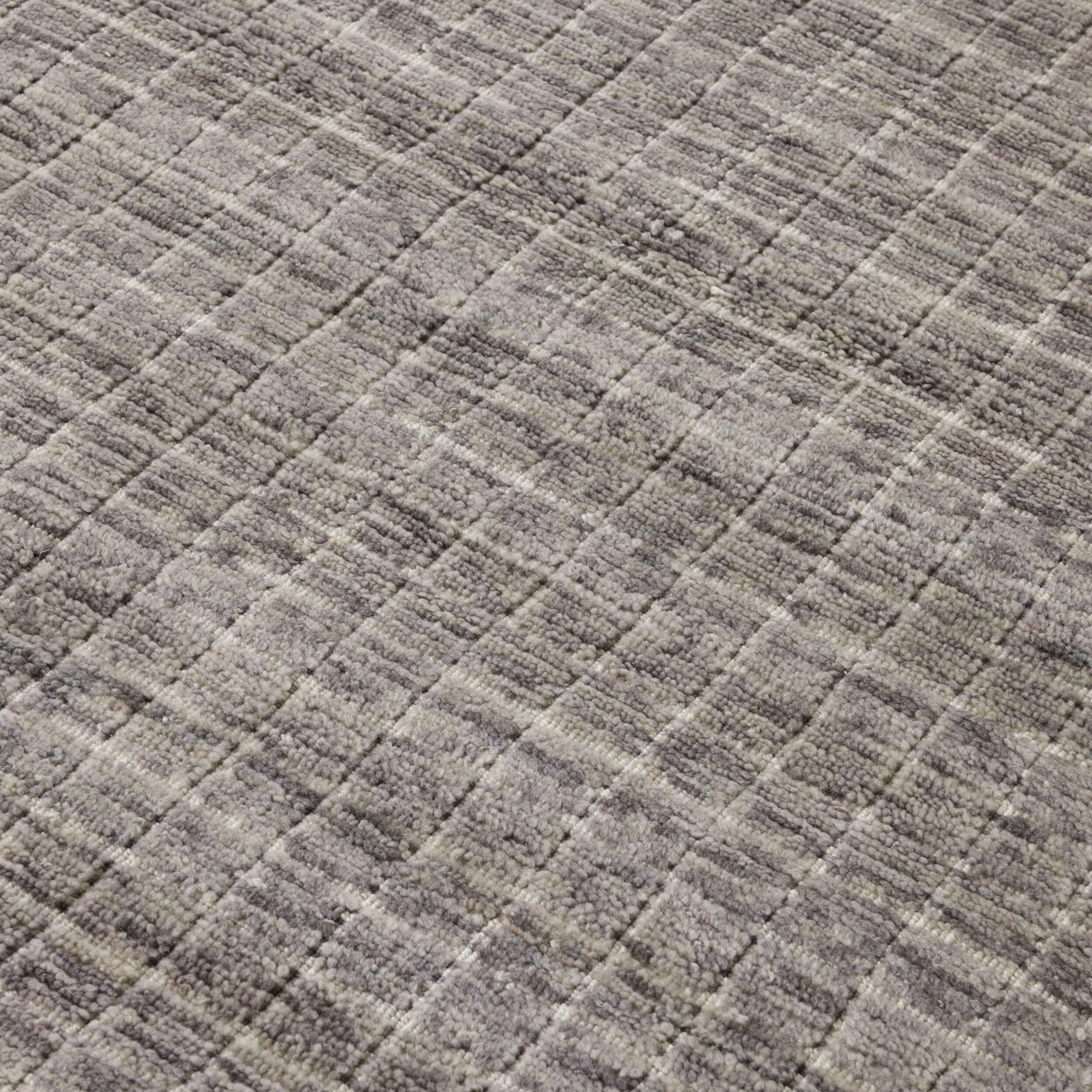 Charcoal Grid Handloom NZ Wool Rug 150x240cm