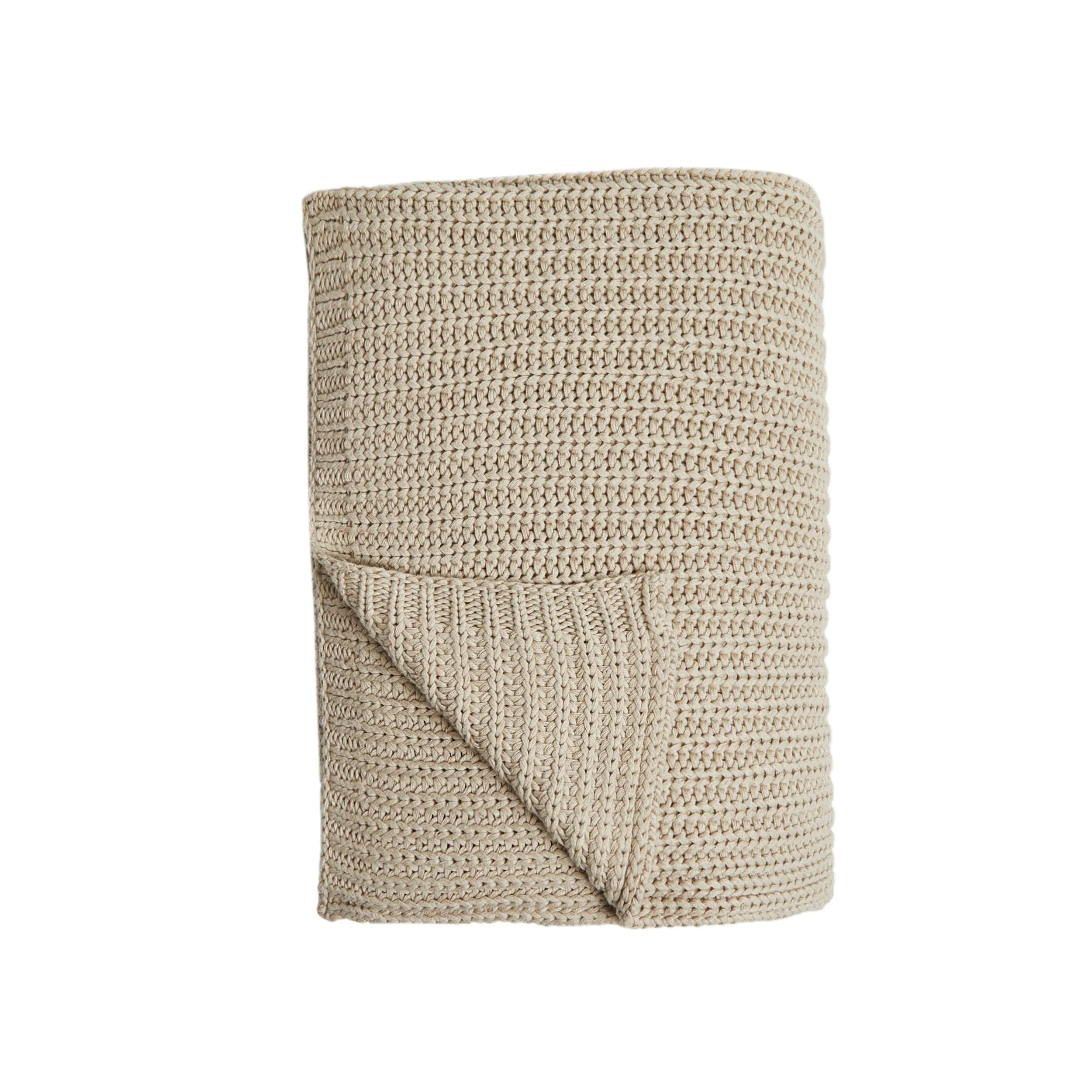 Marley Rib Knitted Blanket Stone 200X150cm