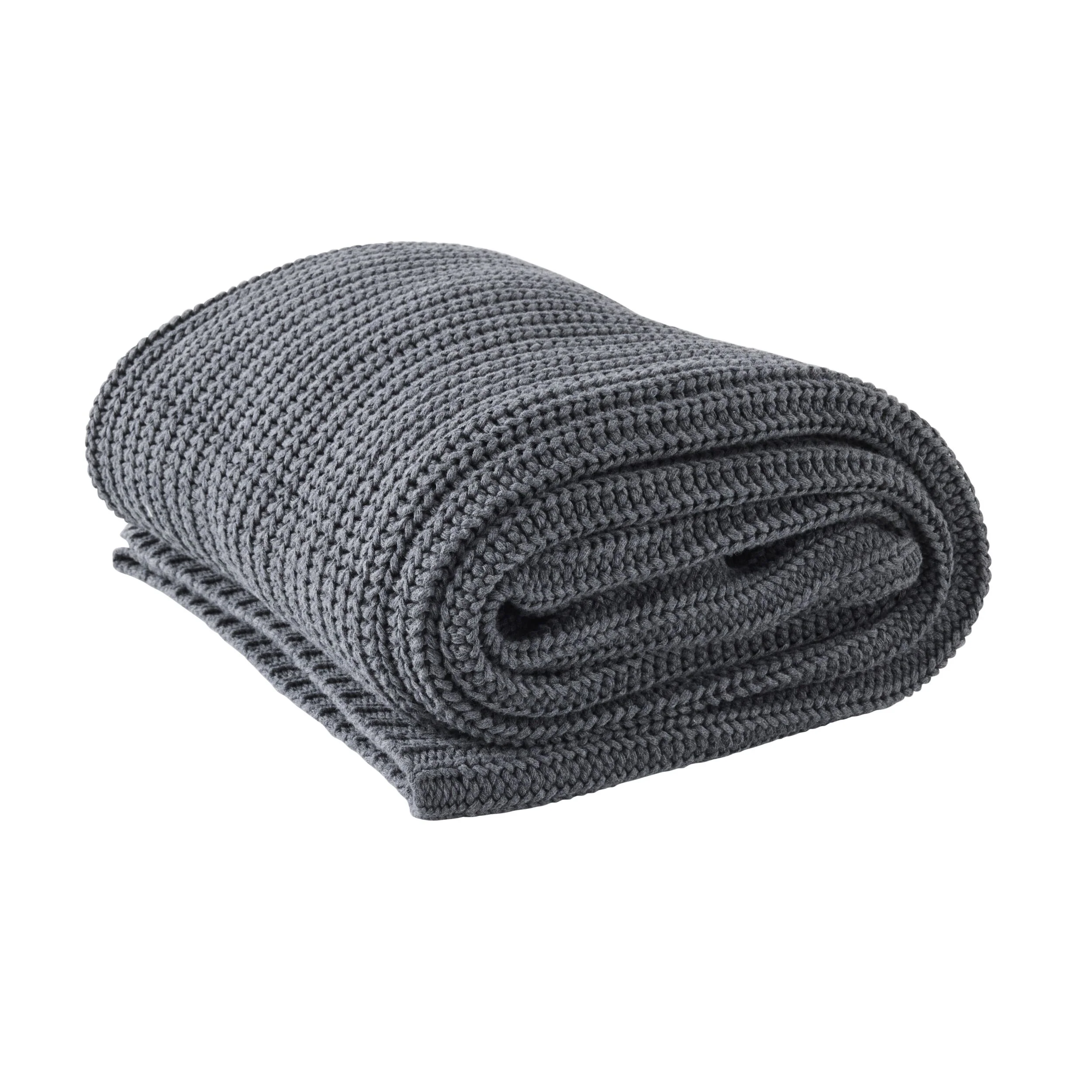 Marley Rib Knitted Blanket Charcoal 200X150cm