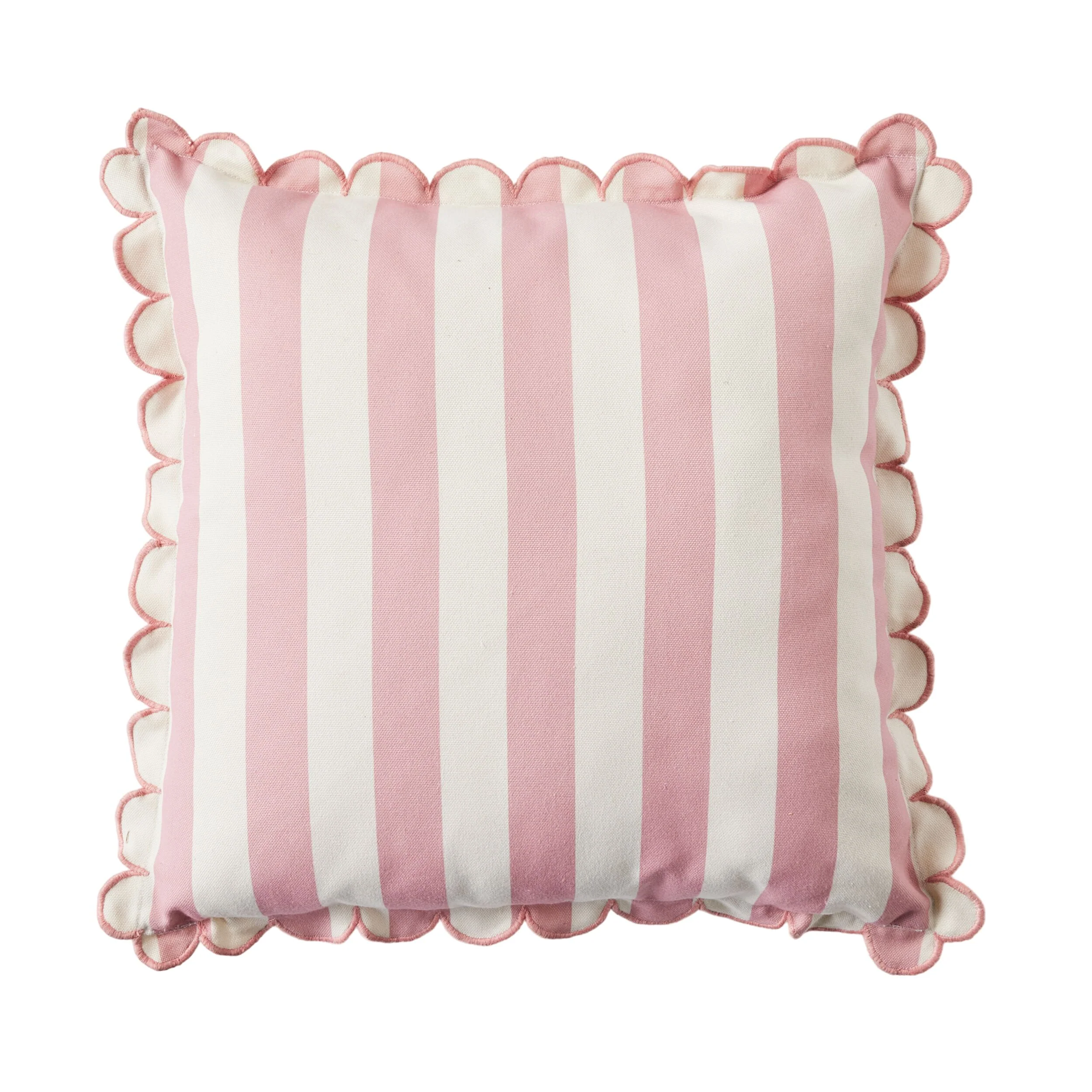 Aruba Scallop Edge Stripe Blush Pink Cushion 45x45cm