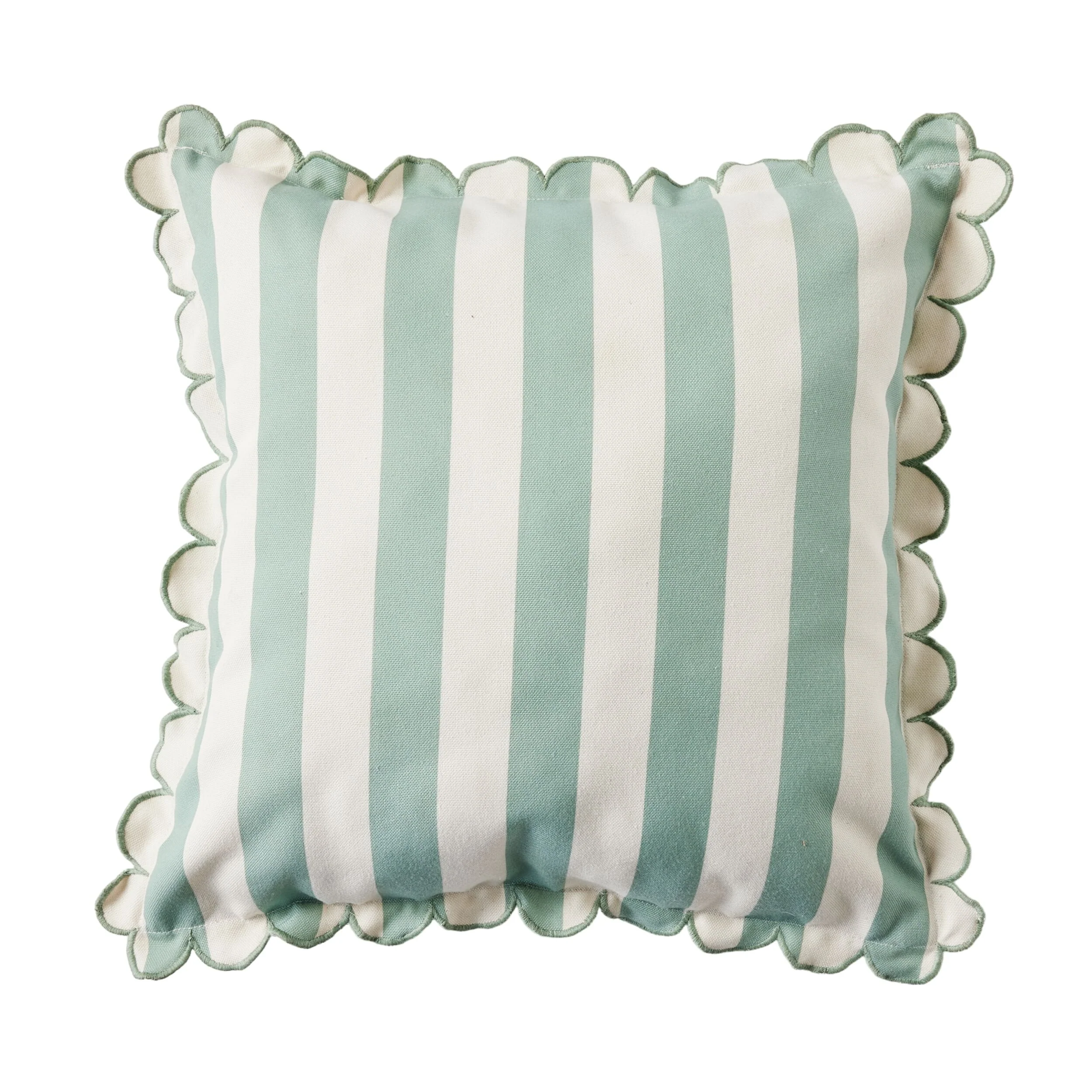 Aruba Scallop Edge Stripe Soft Green Cushion 45x45cm