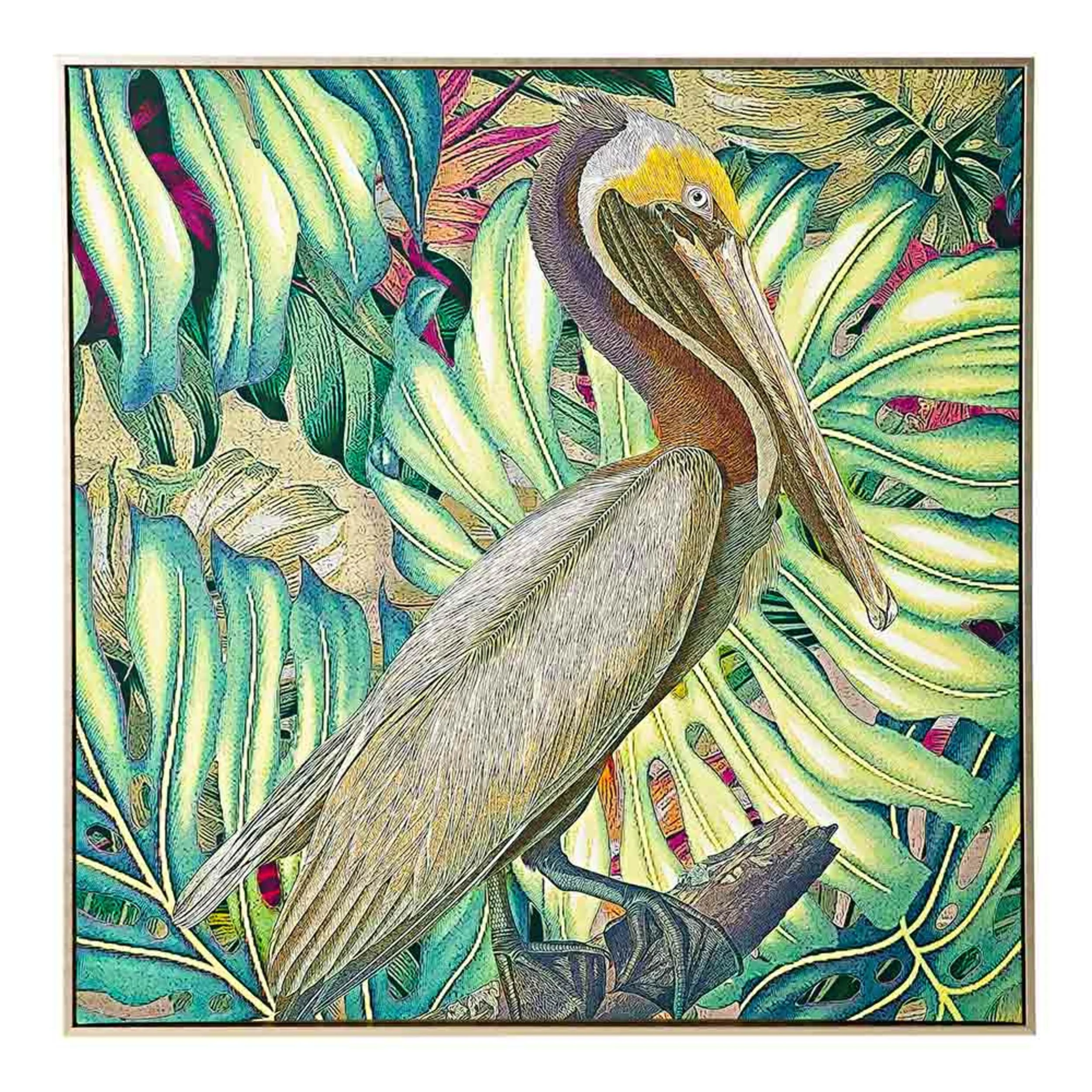 2646-jungle-pelican-framed-canvas-print-100x100cm-1.webp Jungle Pelican Framed Canvas Print 100x100cm