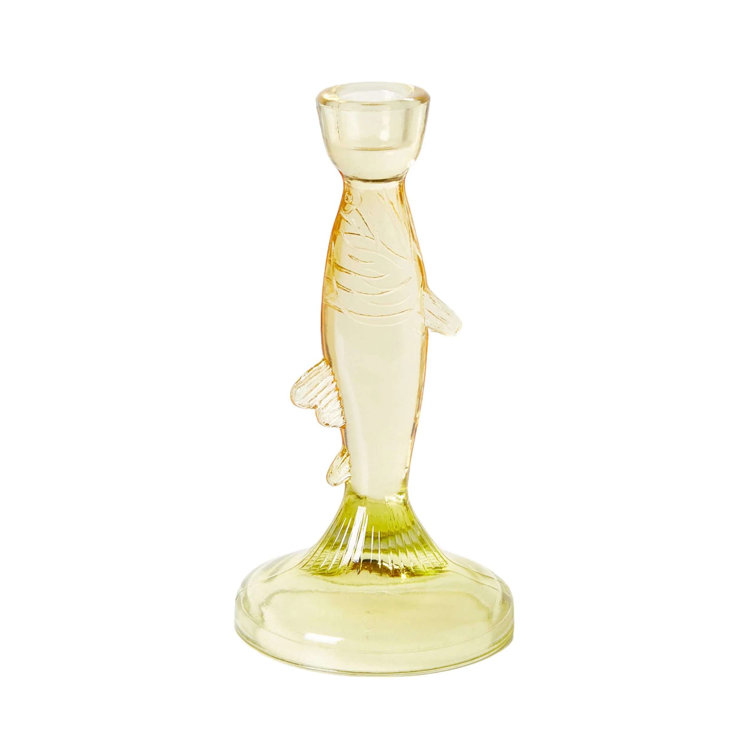 Glace Fish Candle Holder Amber & Green 20cm