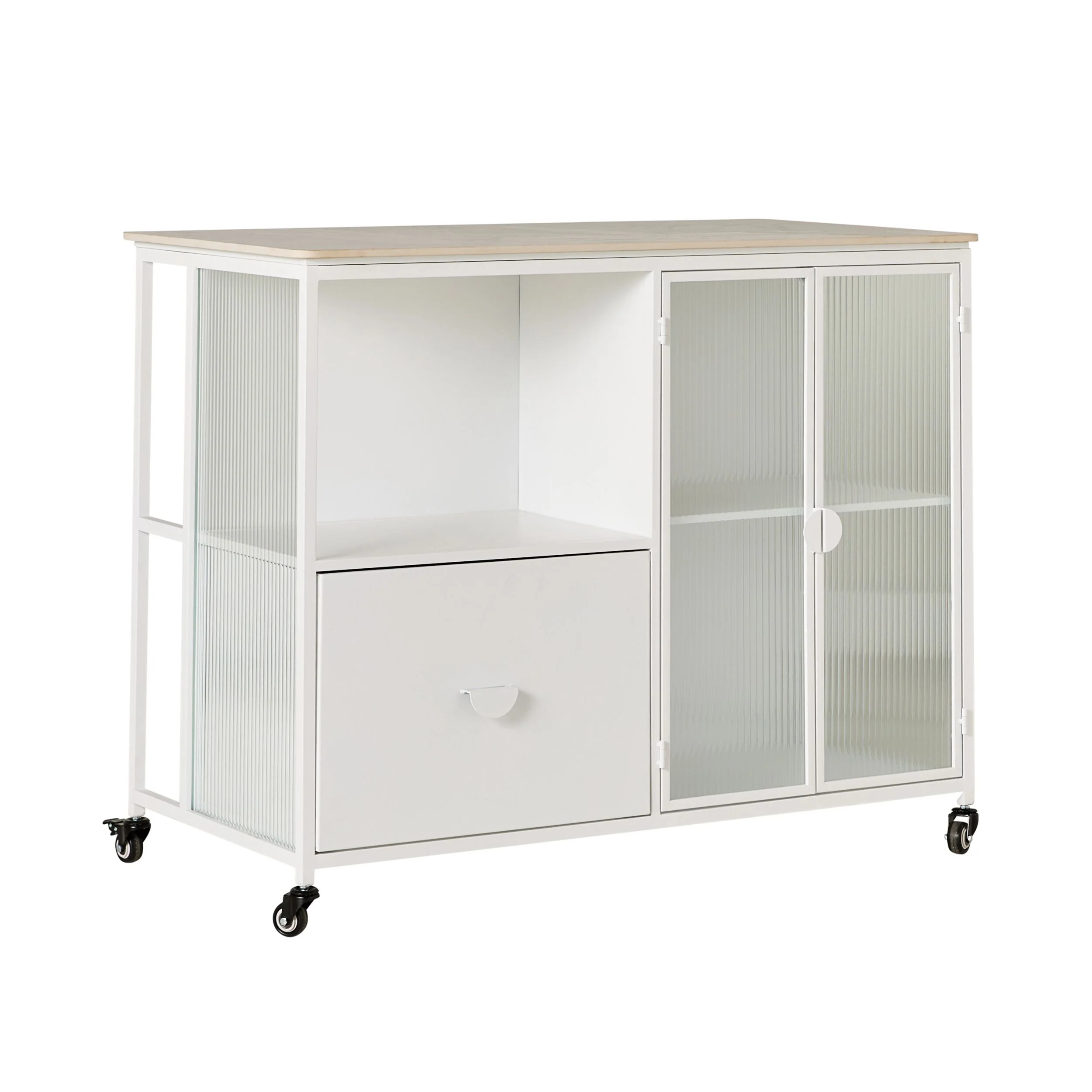 Nero Kitchen Island Bench with Drawer White 120cm