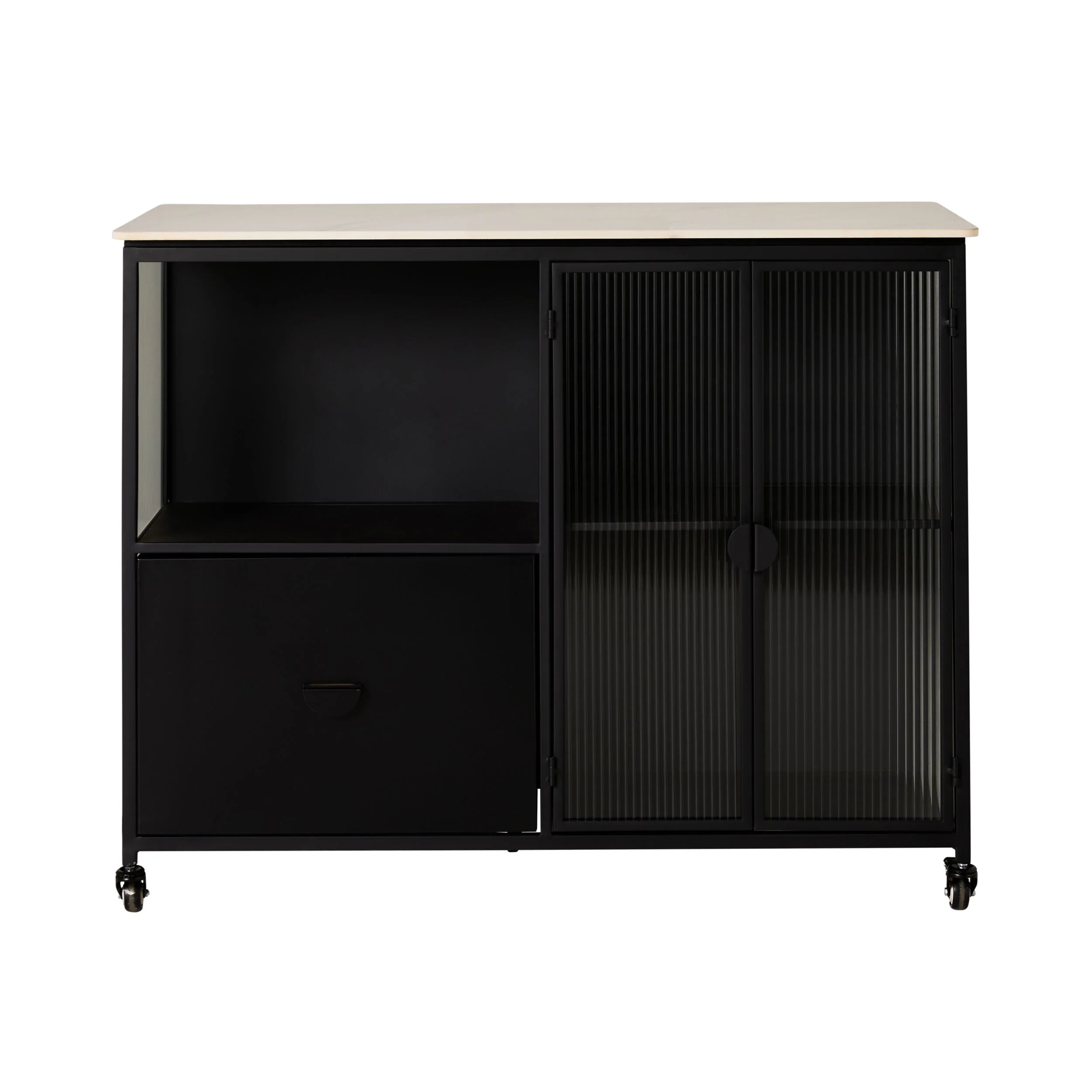 Nero Kitchen Island Bench with Drawer Black 120cm