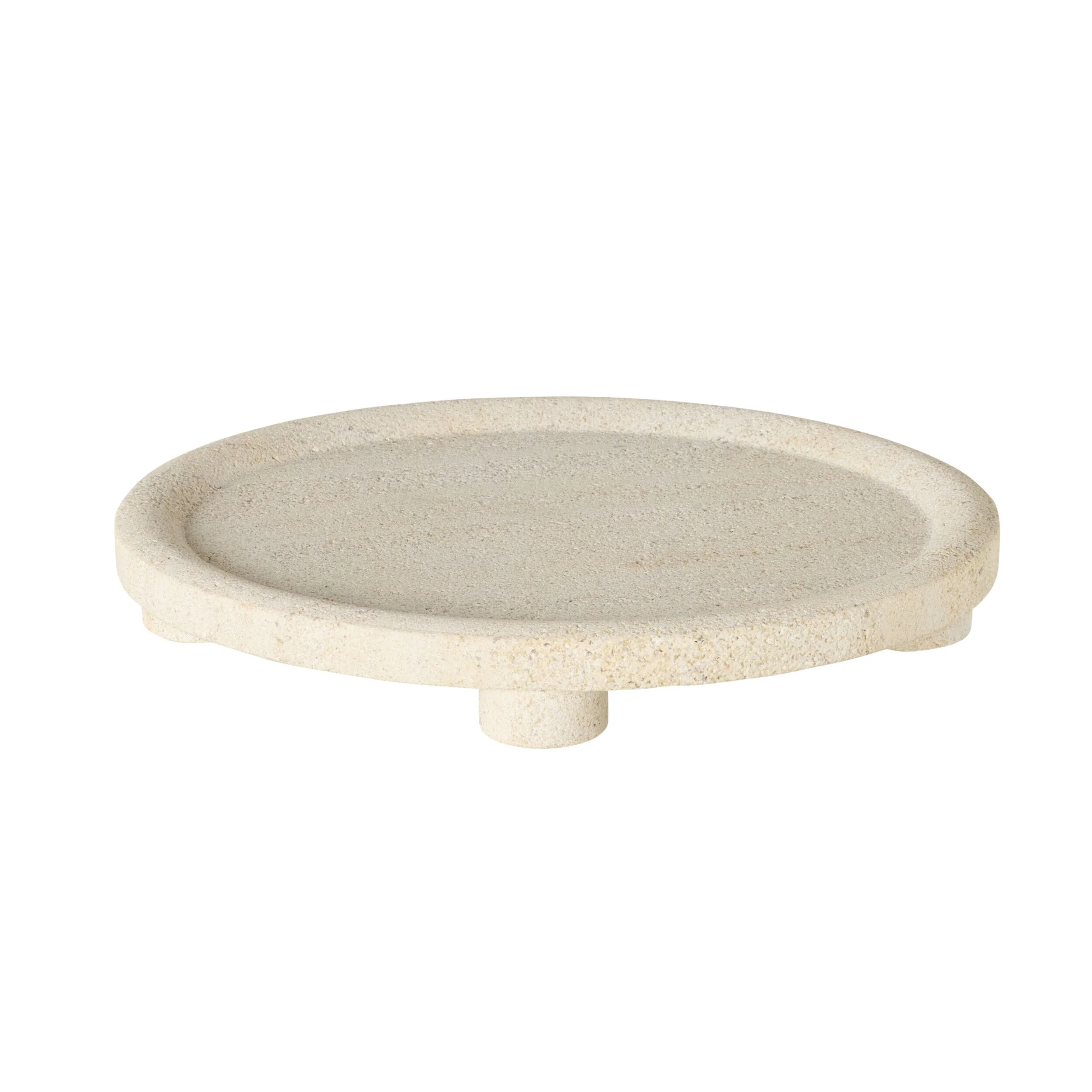 Beige Marble Round Footed Platter
