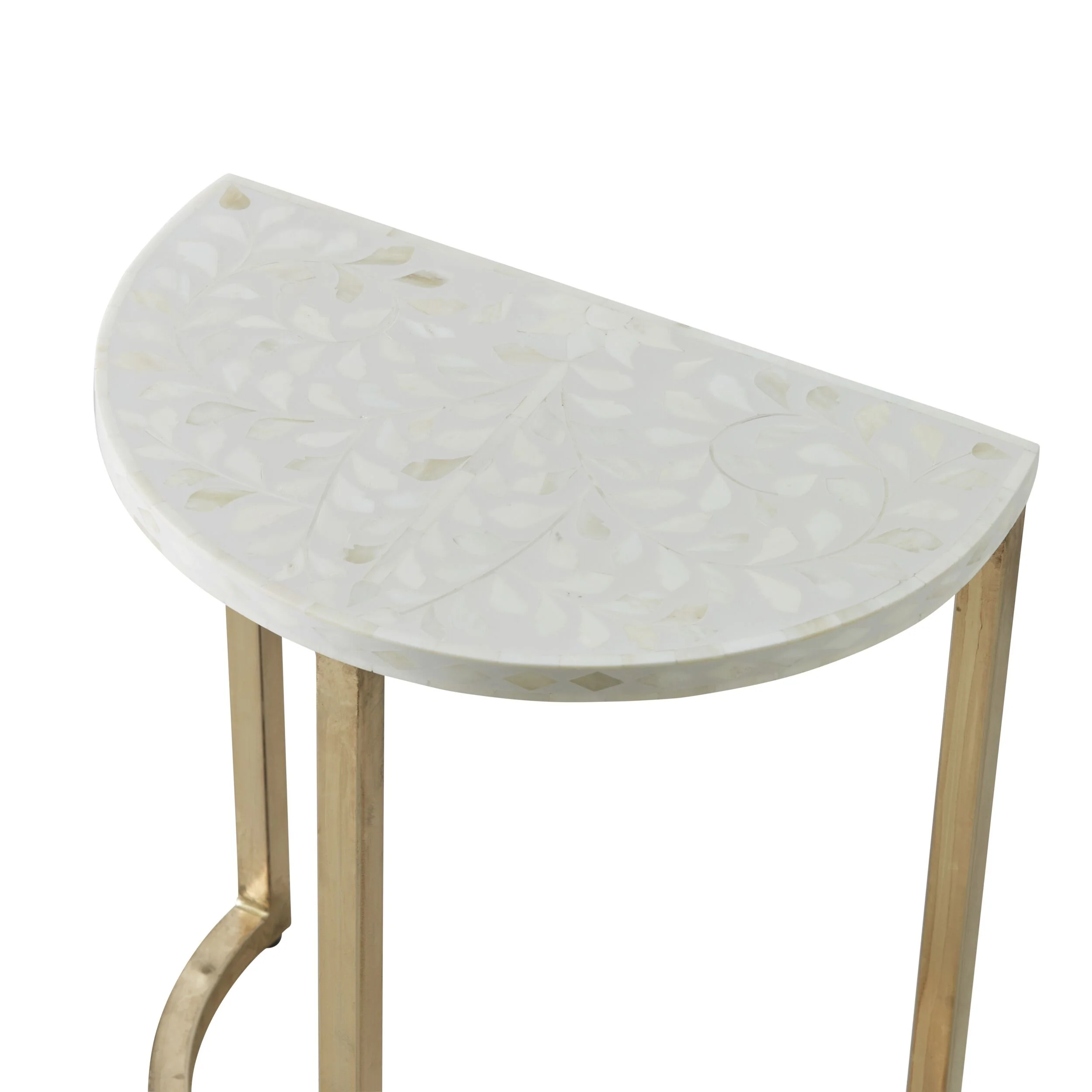 3025-bone-inlay-half-moon-side-table-beige-with-gold-frame-44cm-3.webp Bone Inlay Half Moon Side Table Beige with Gold Frame 44cm