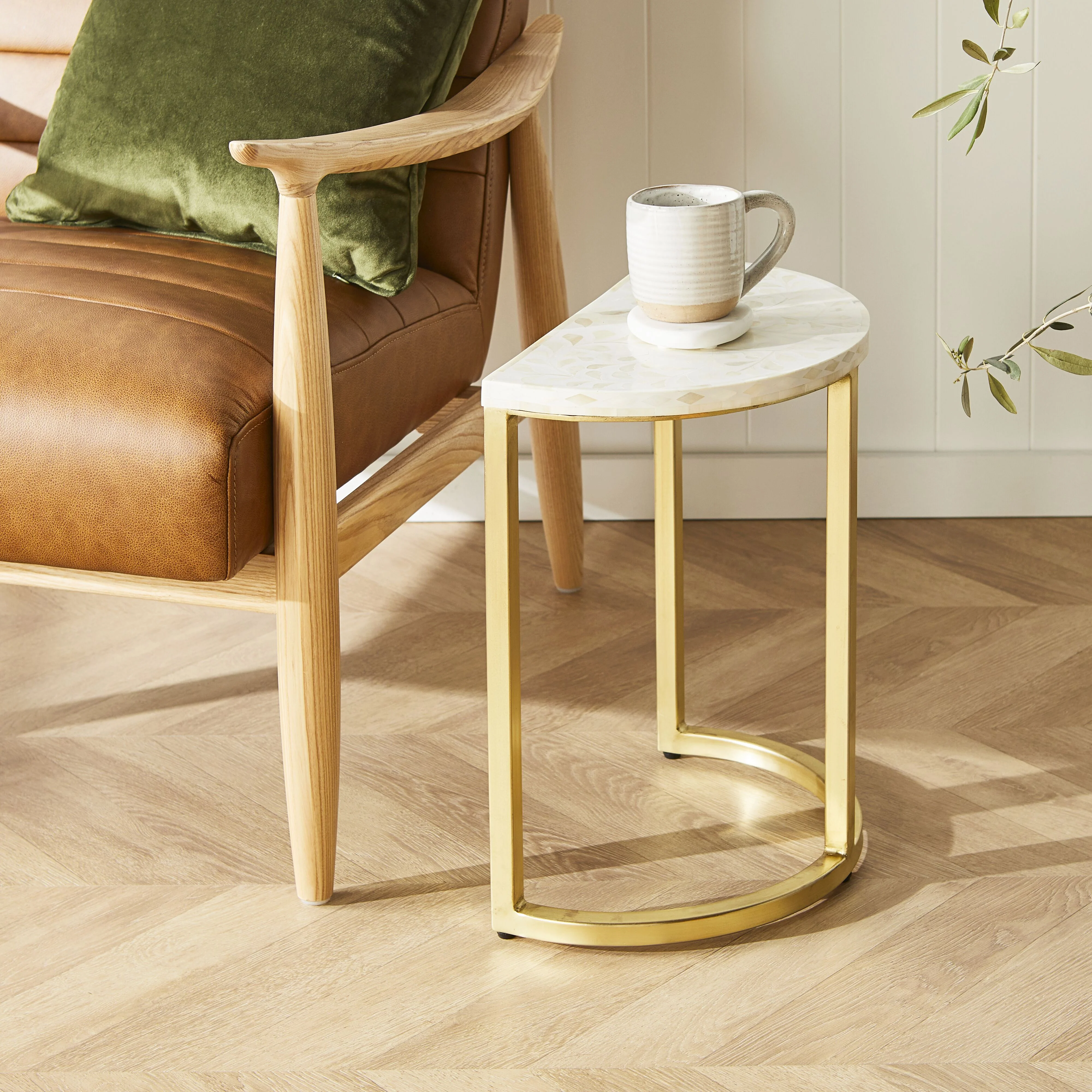 3025-bone-inlay-half-moon-side-table-beige-with-gold-frame-44cm-5.webp Bone Inlay Half Moon Side Table Beige with Gold Frame 44cm