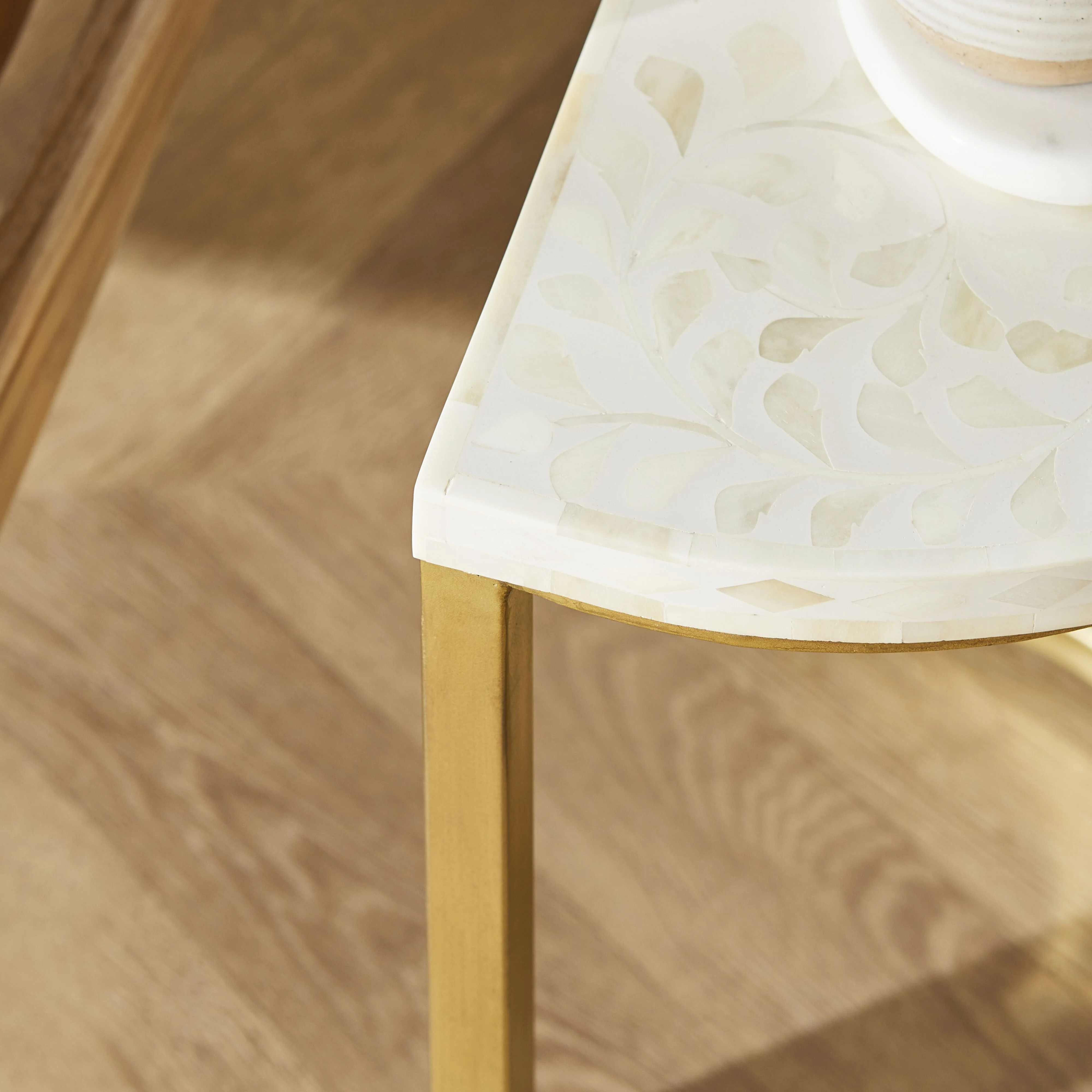 3025-bone-inlay-half-moon-side-table-beige-with-gold-frame-44cm-6.webp Bone Inlay Half Moon Side Table Beige with Gold Frame 44cm