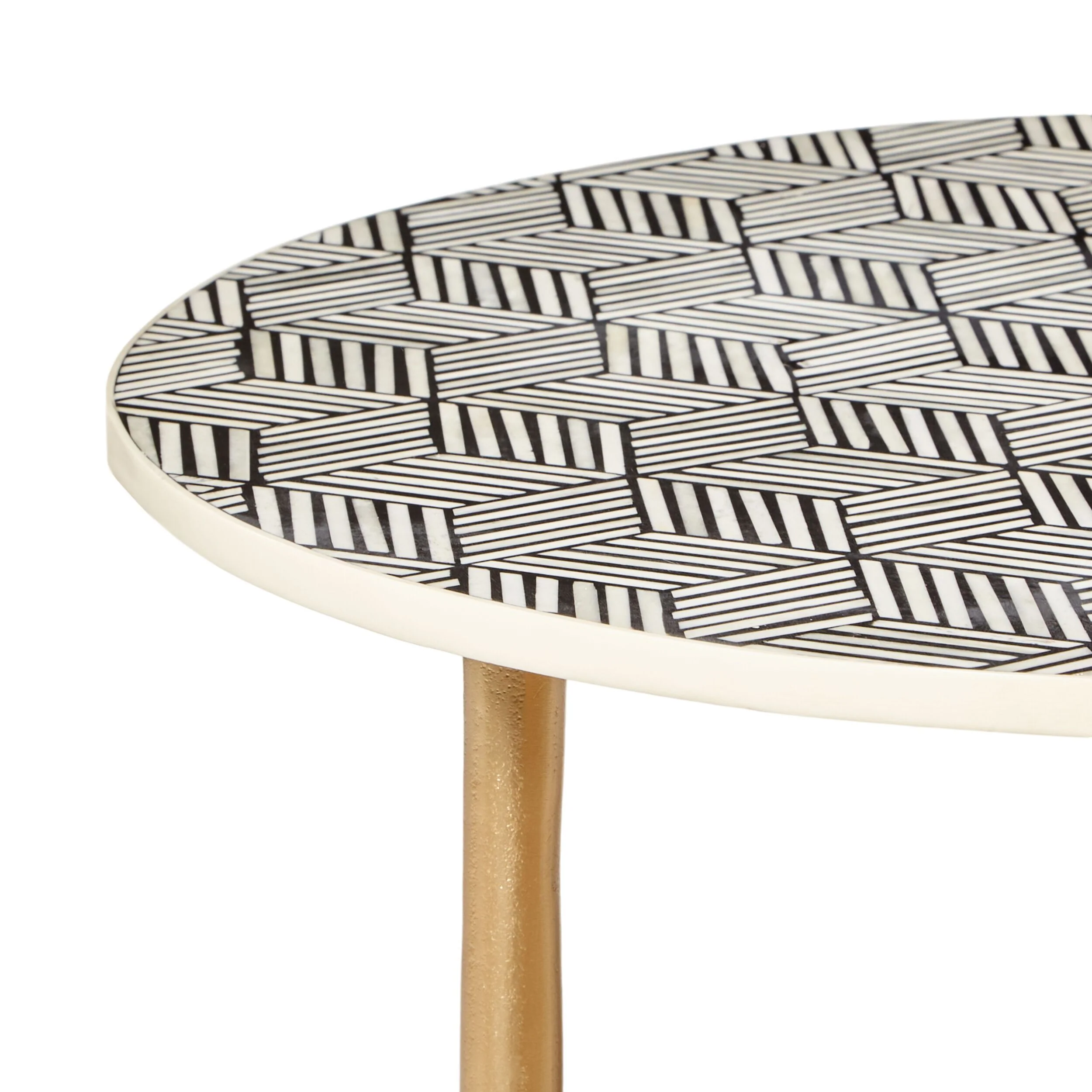 Aria Bone Inlay Round Coffee Table Small Black and White