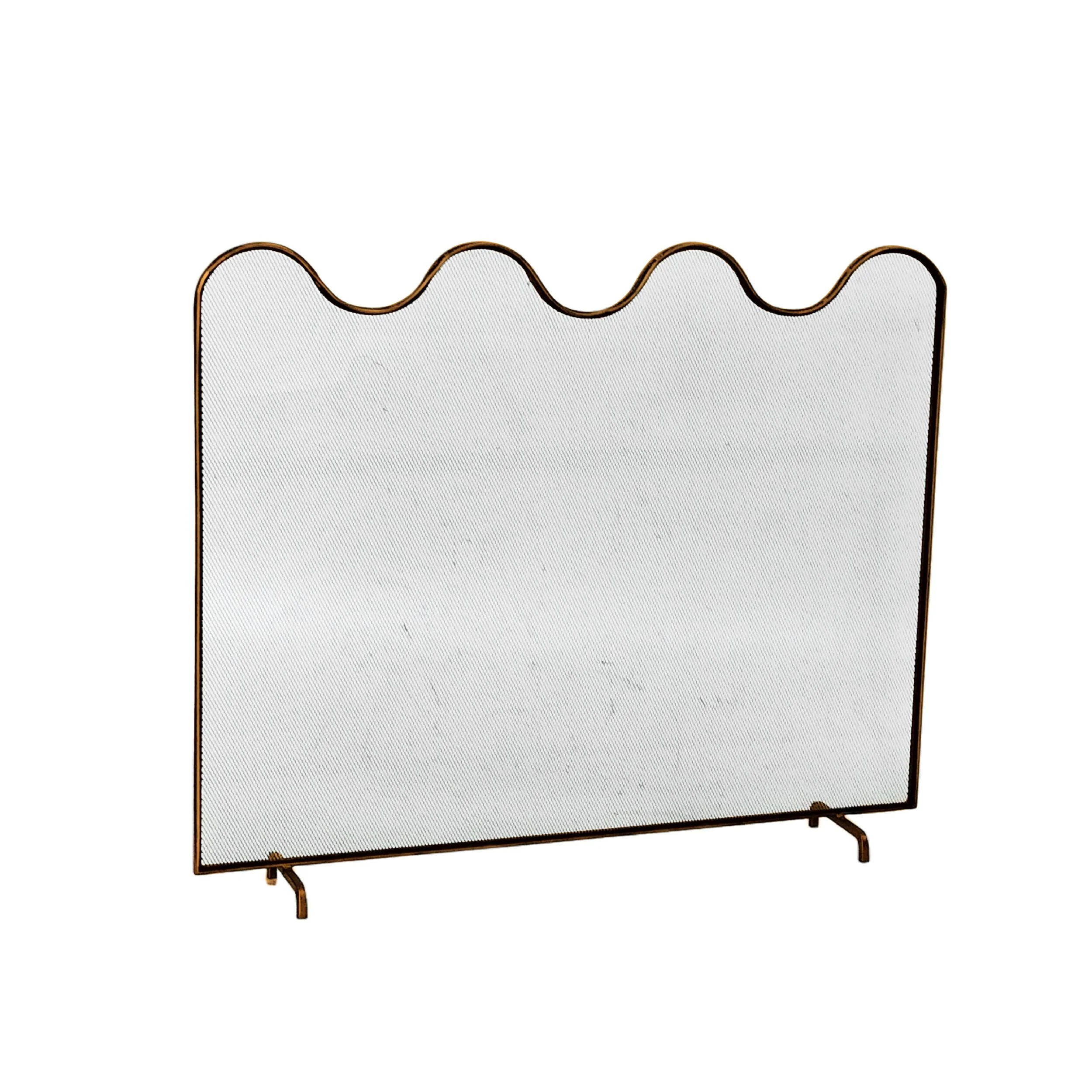 Wave Fire Screen Brass Antique