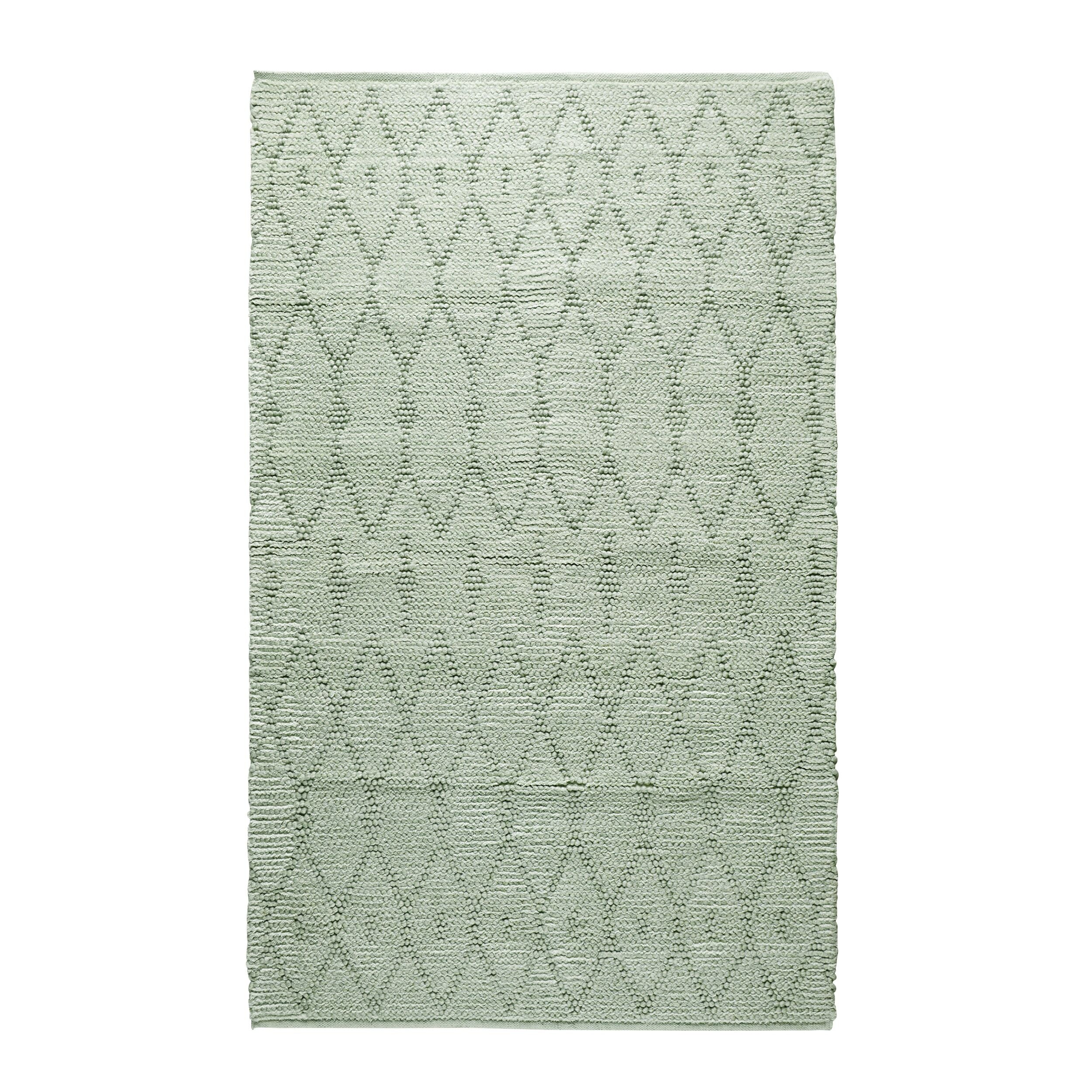 Dale Diamond Hand Loomed NZ Wool Eucalyptus Rug 240x150cm