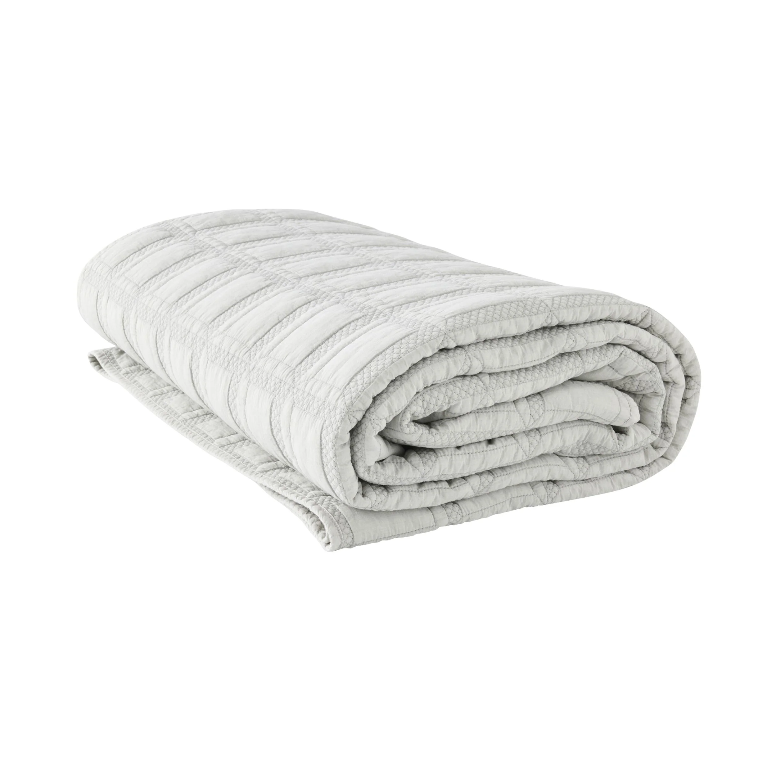Asher Soft Washed Voile Quilted Coverlet Soft Grey 220x240cm