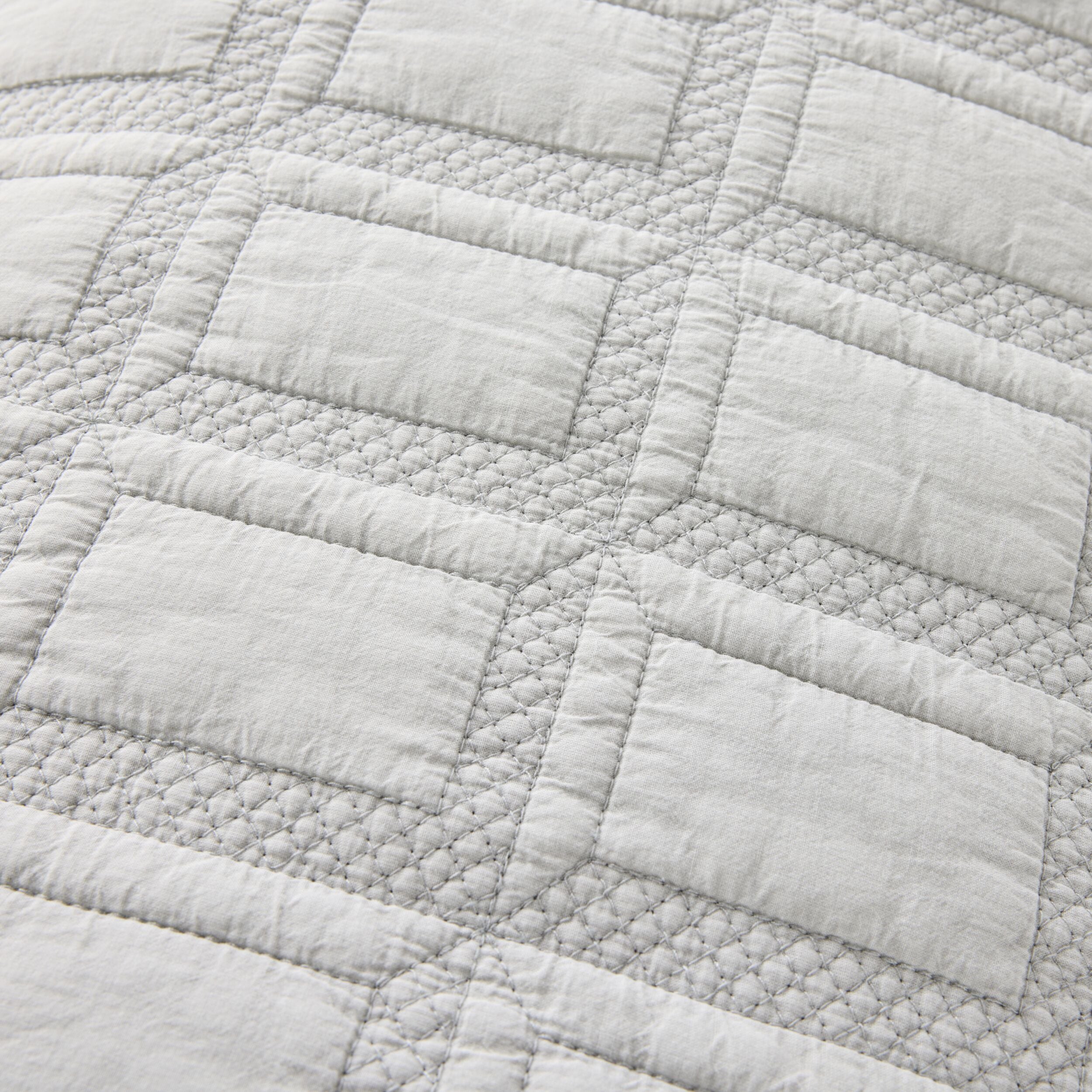 Asher Soft Washed Voile Quilted Coverlet Soft Grey 220x240cm