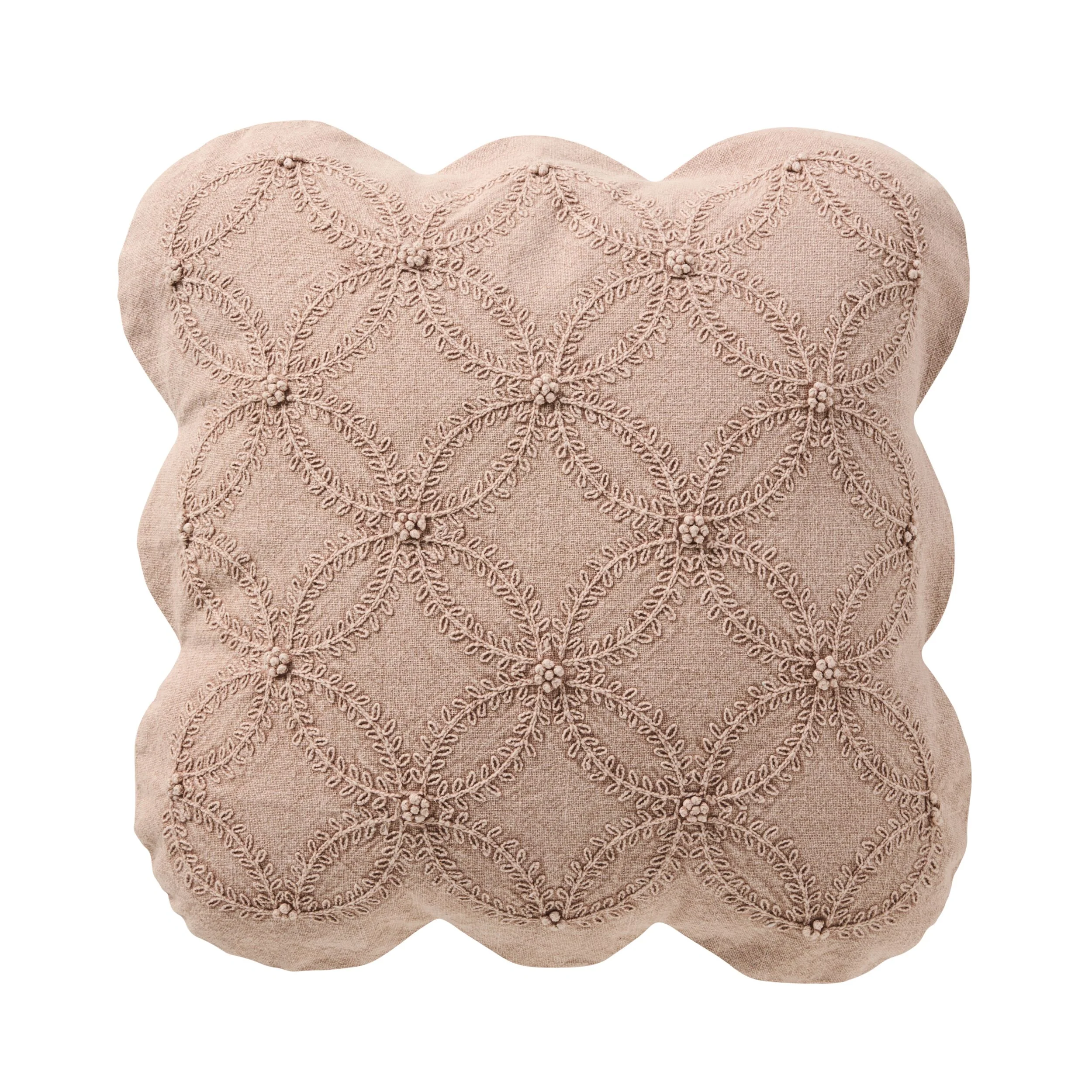 Stitch Scalloped Cushion Dusty Rose 50x50cm