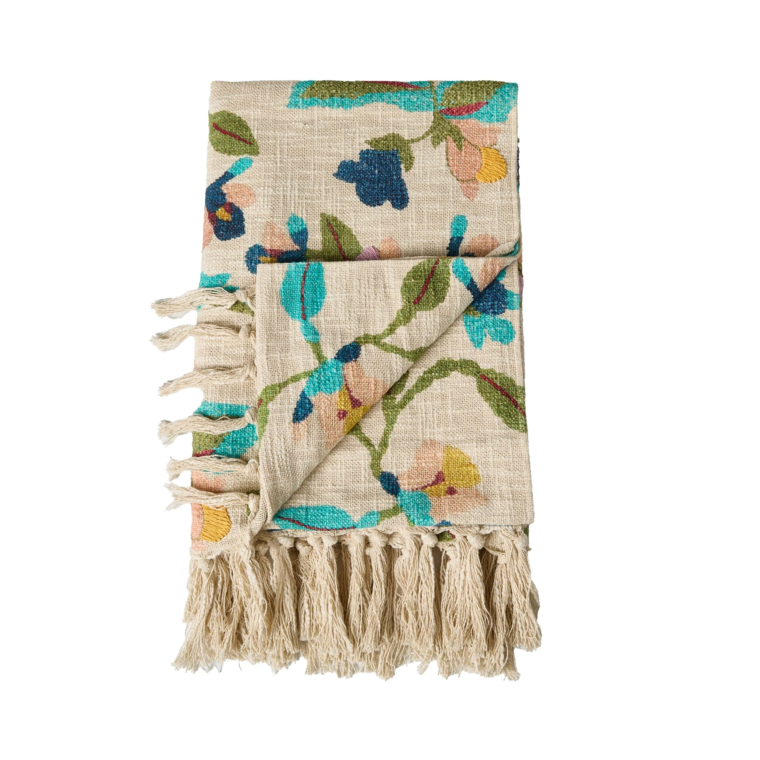 Stitch Summer Bloom Embroidered Throw