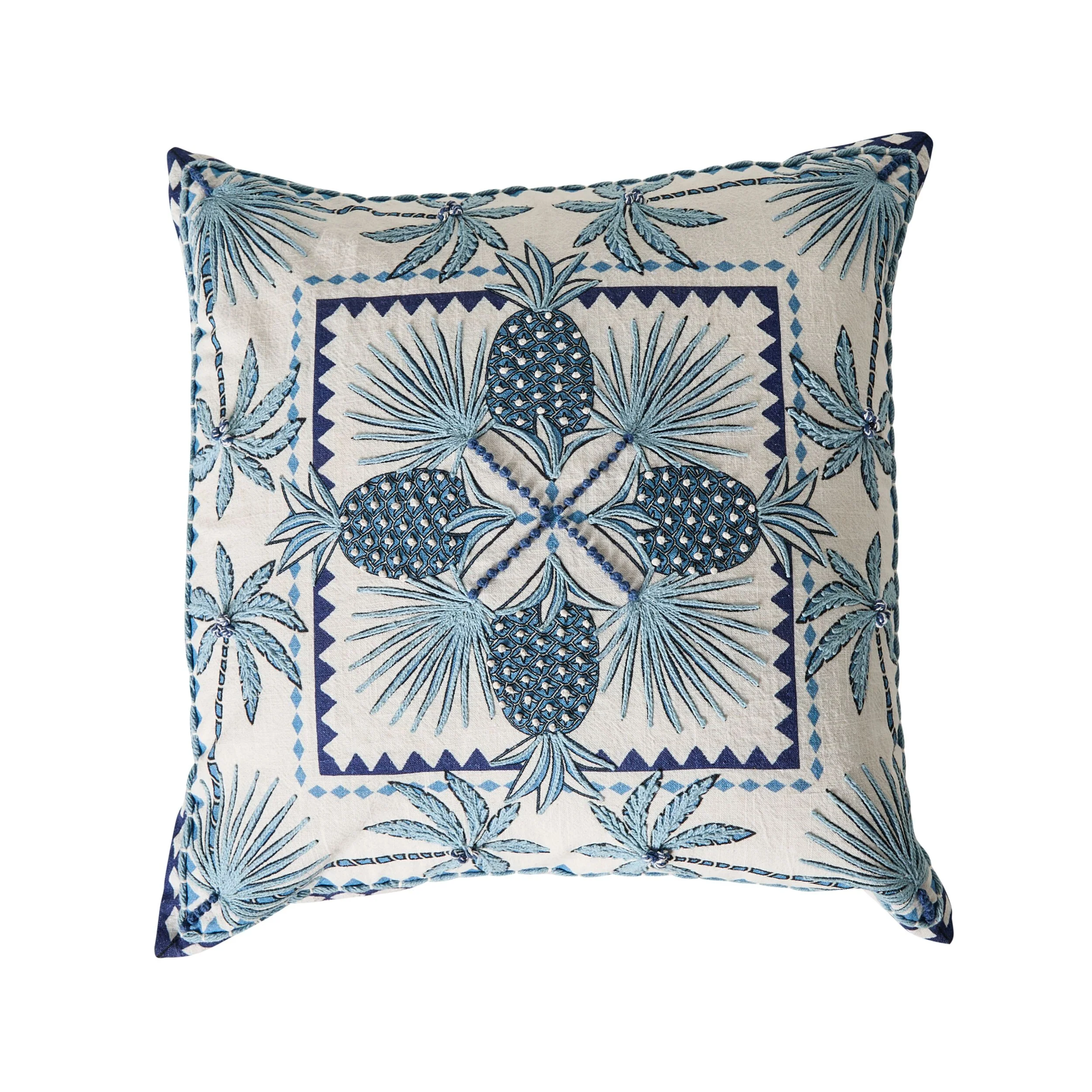 Stitch Pineapple Fan Embroidered Cushion