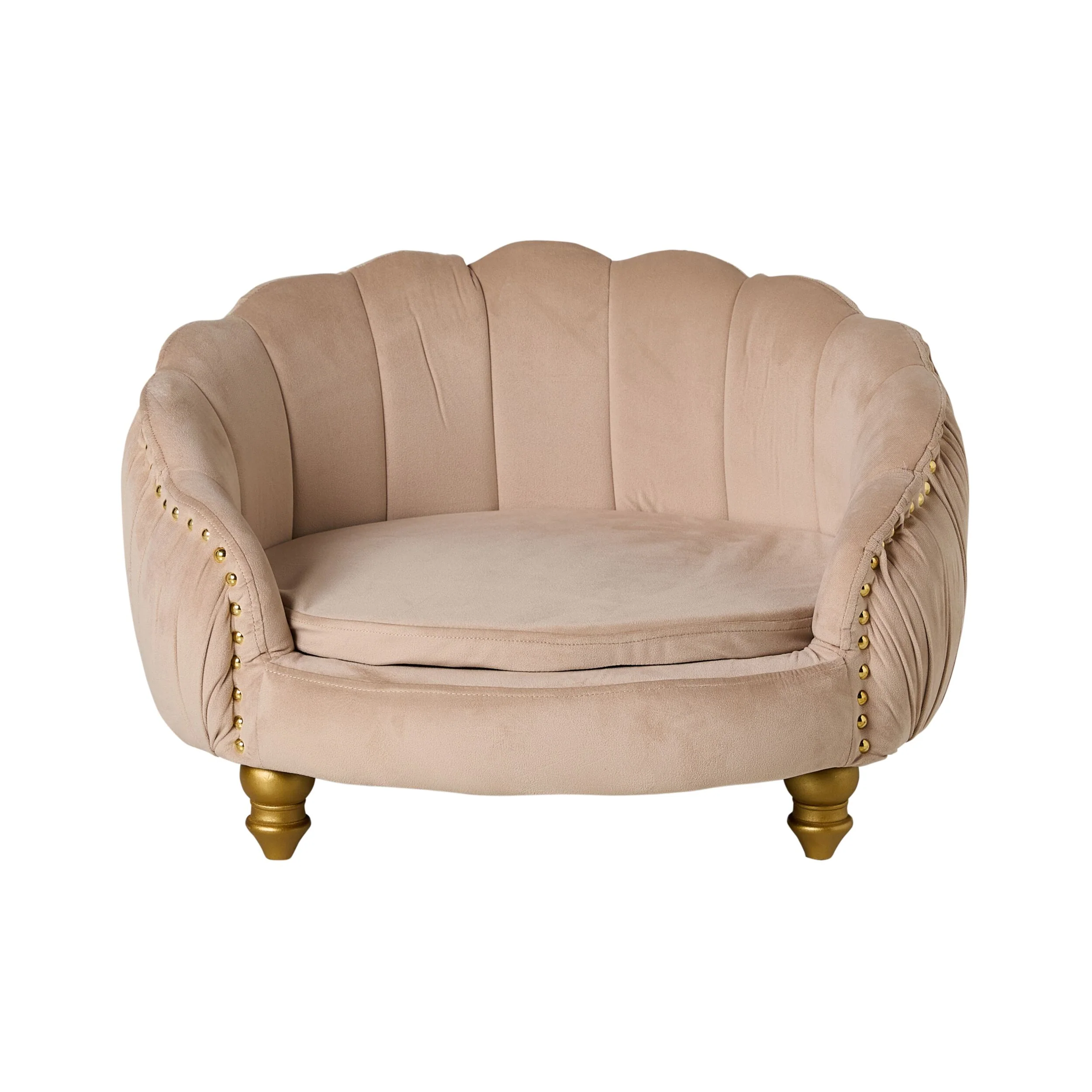 Antoinette Rouched Velvet Pet Bed Champagne