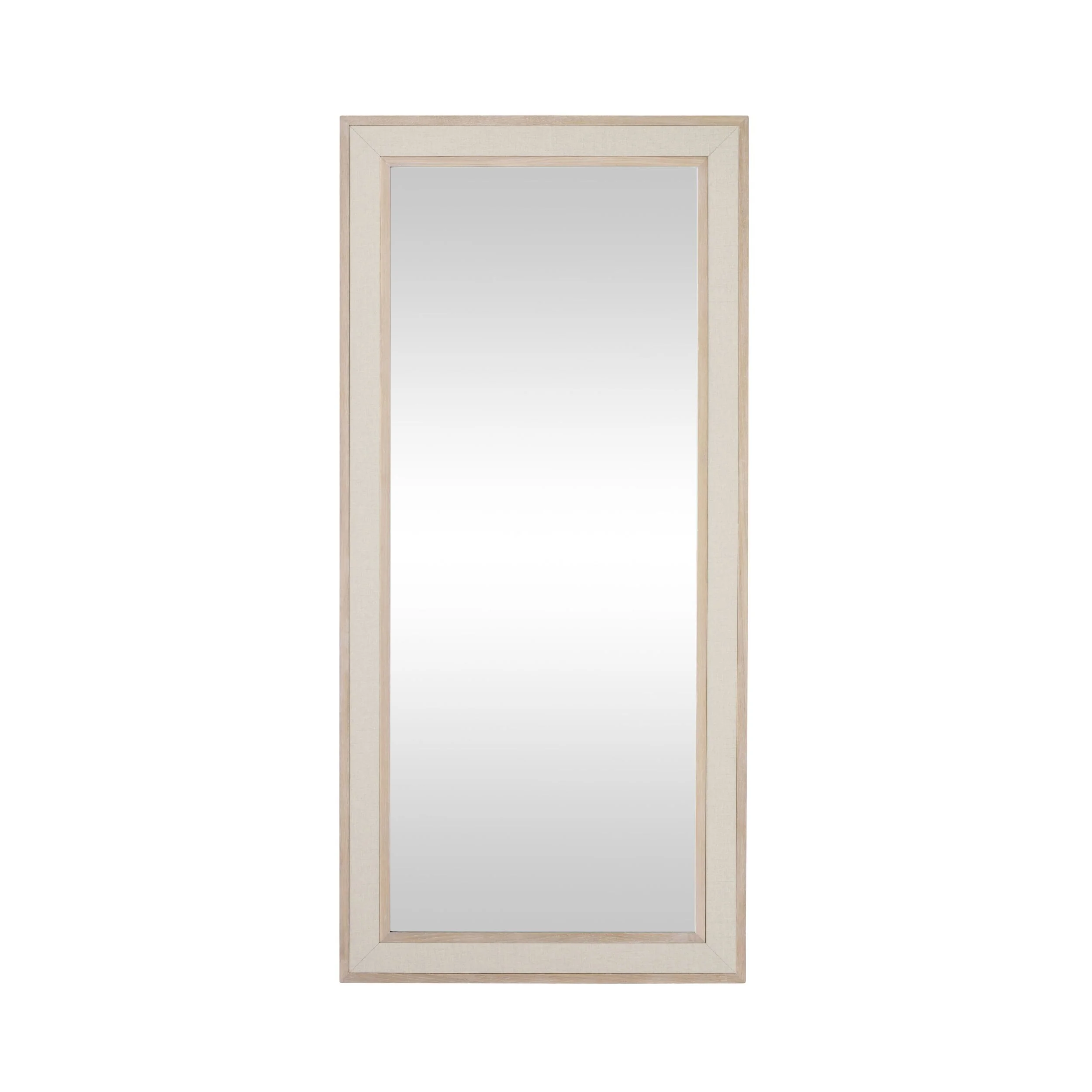 Cannes White Washed Oak & Linen Insert Floor Mirror 170x80cm