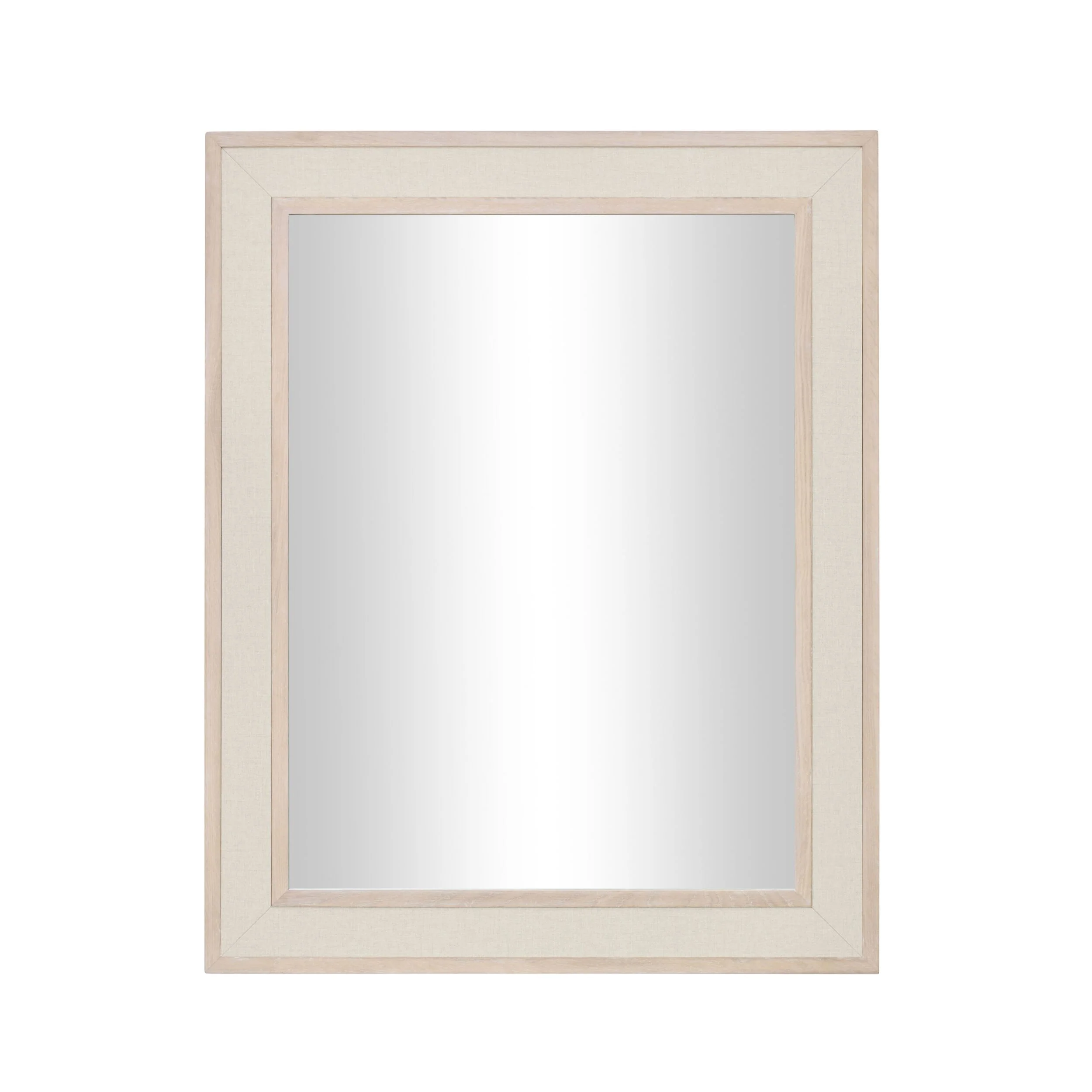 Cannes White Washed Oak & Linen Insert Wall Mirror 100x80cm