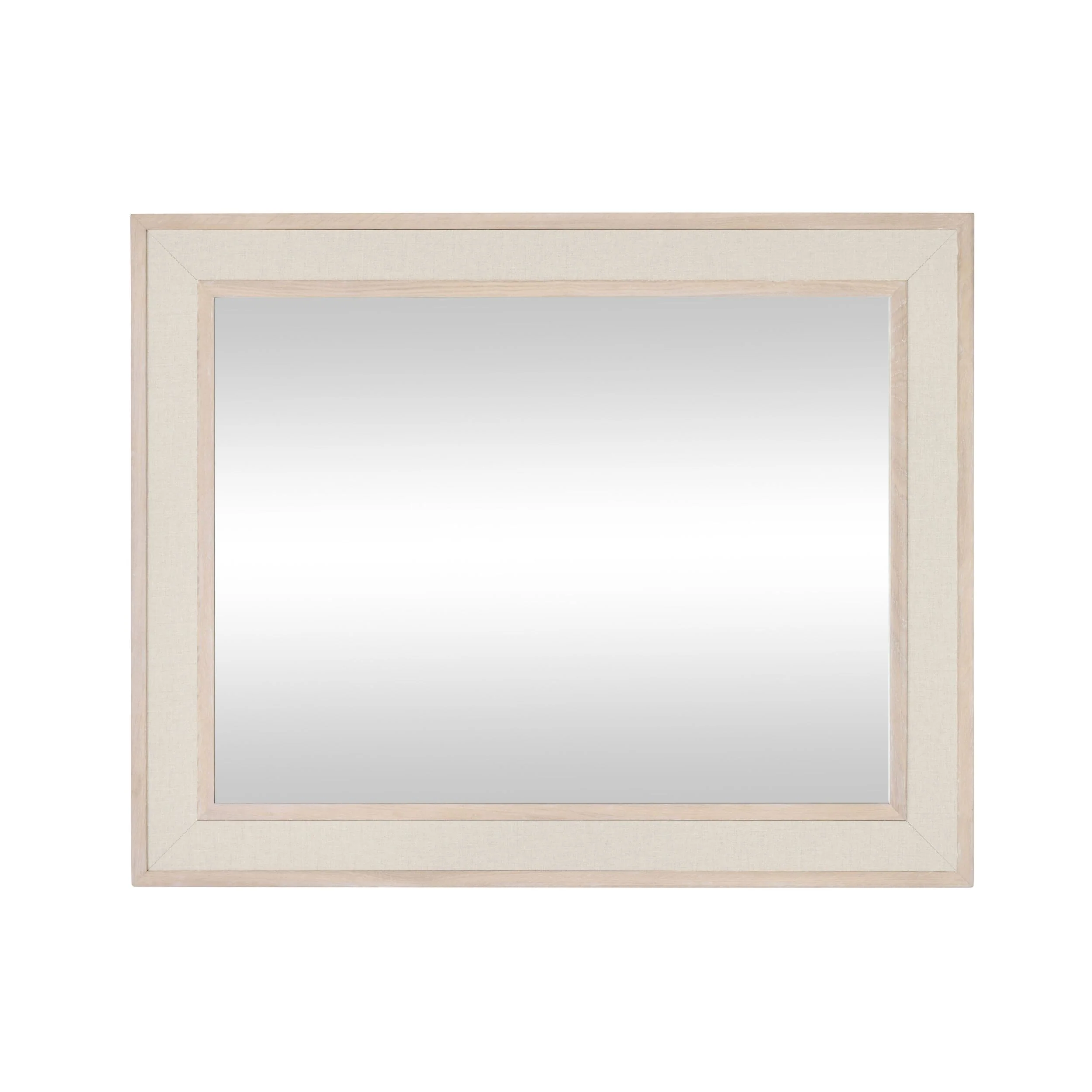 Cannes White Washed Oak & Linen Insert Wall Mirror 100x80cm