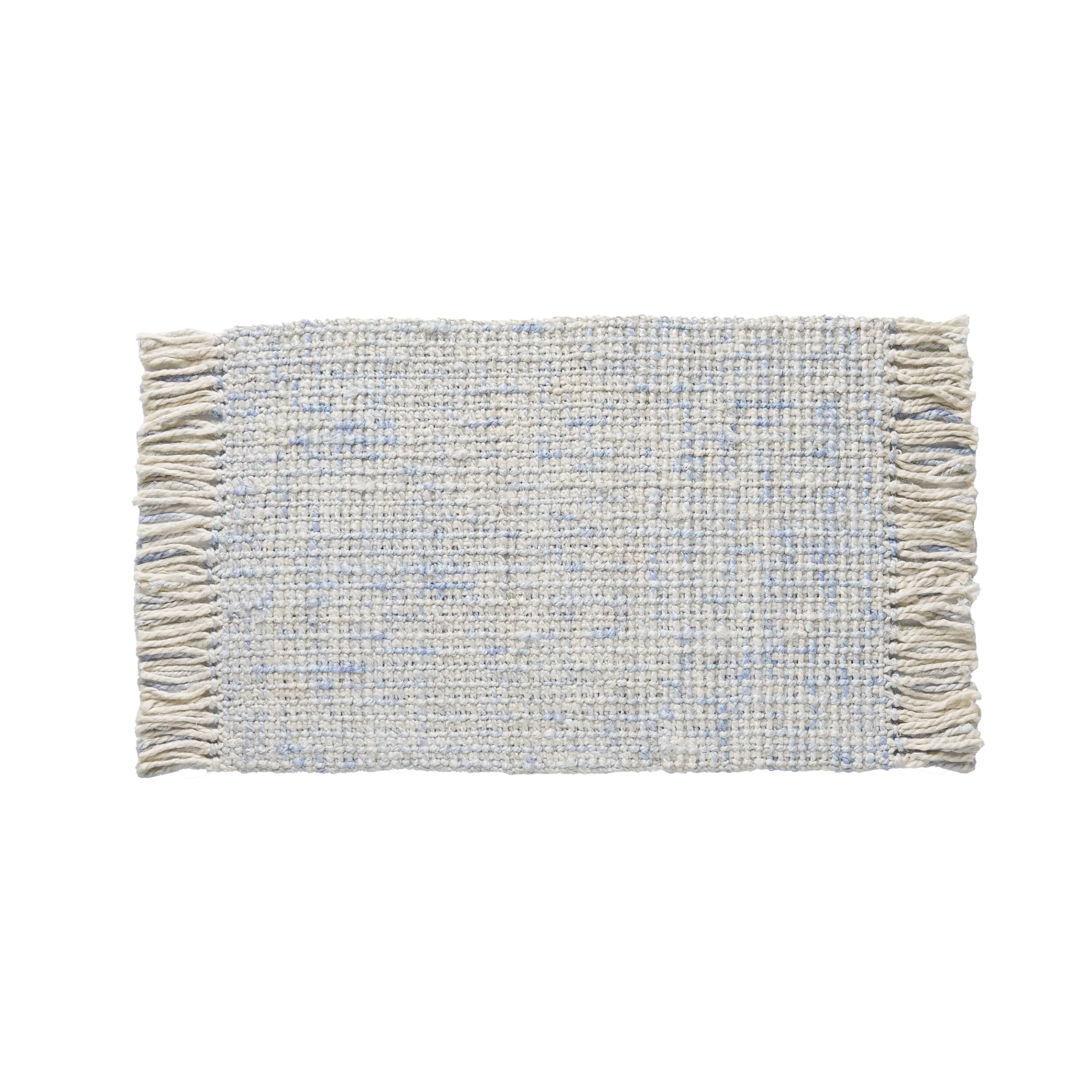 Blue Boucle Fringed Jute Doormat 90cm
